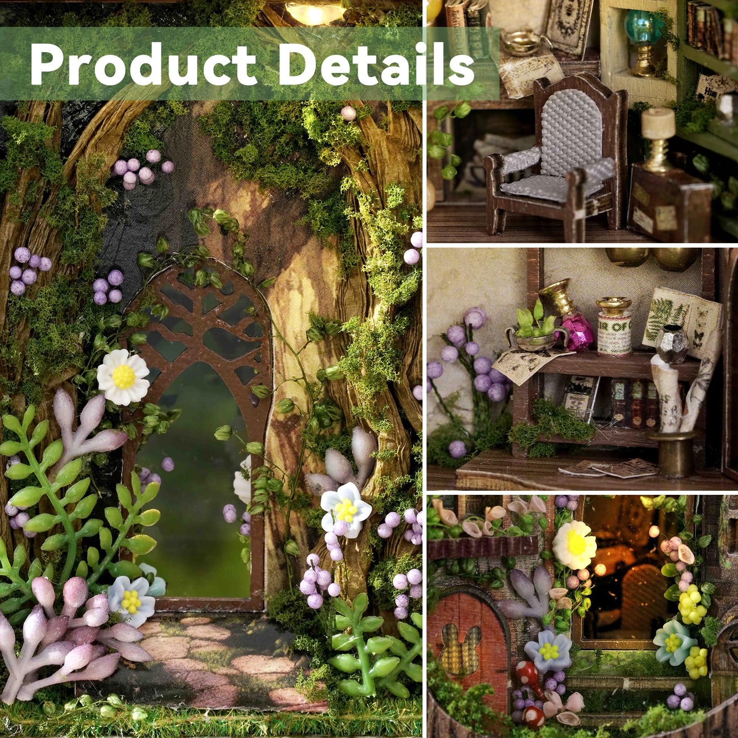 Flever Forest Wonderland Dollhouse Kit – DIY House with Furniture & LED Lights