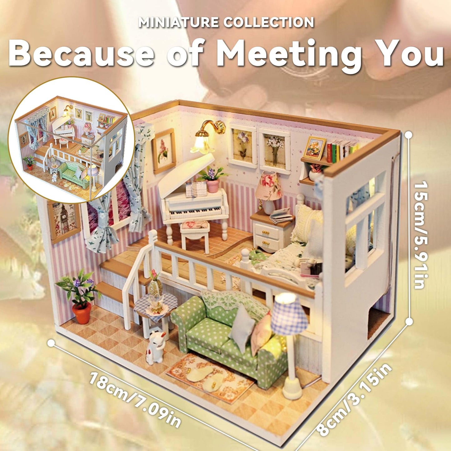 Flever Dollhouse Miniature DIY Kit – Romantic Valentine Gift