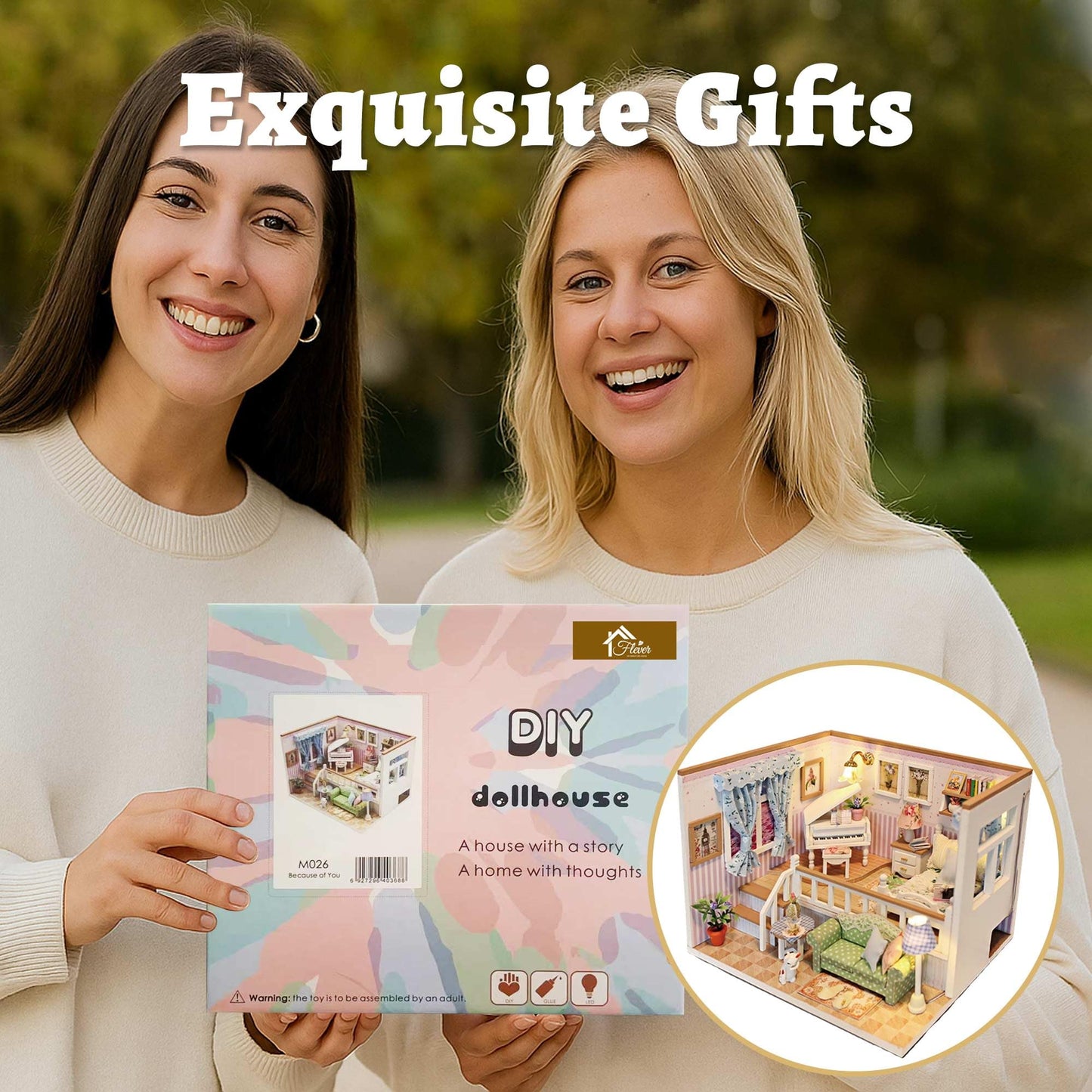 Flever Dollhouse Miniature DIY Kit – Romantic Valentine Gift