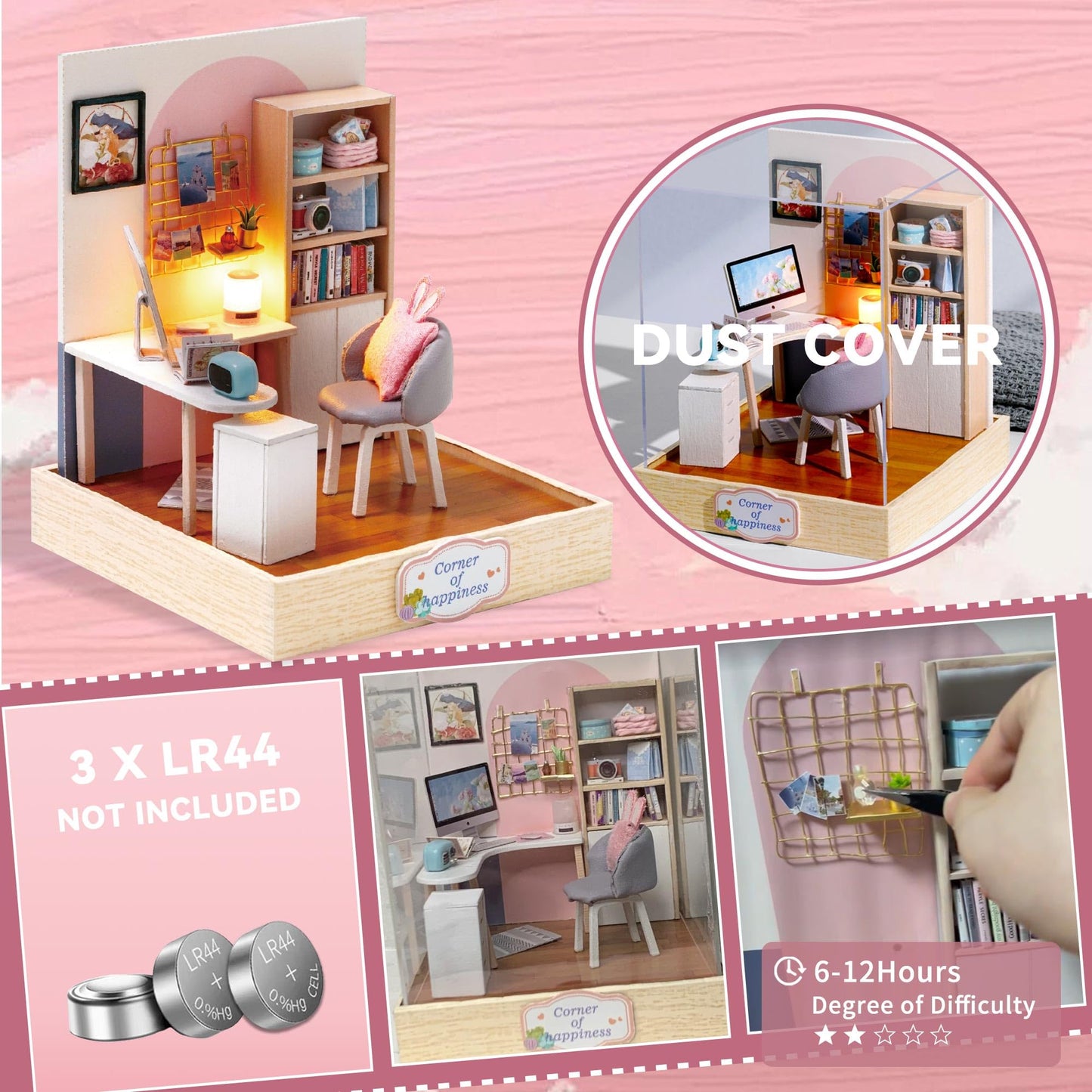 Flever Dollhouse Miniature DIY Kit – Creative Room with Furniture