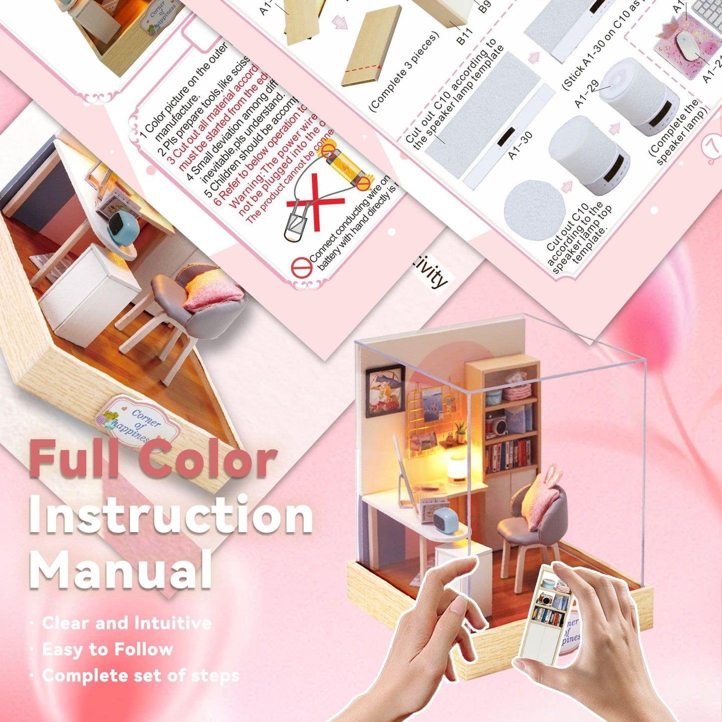 Flever Dollhouse Miniature DIY Kit – Creative Room with Furniture