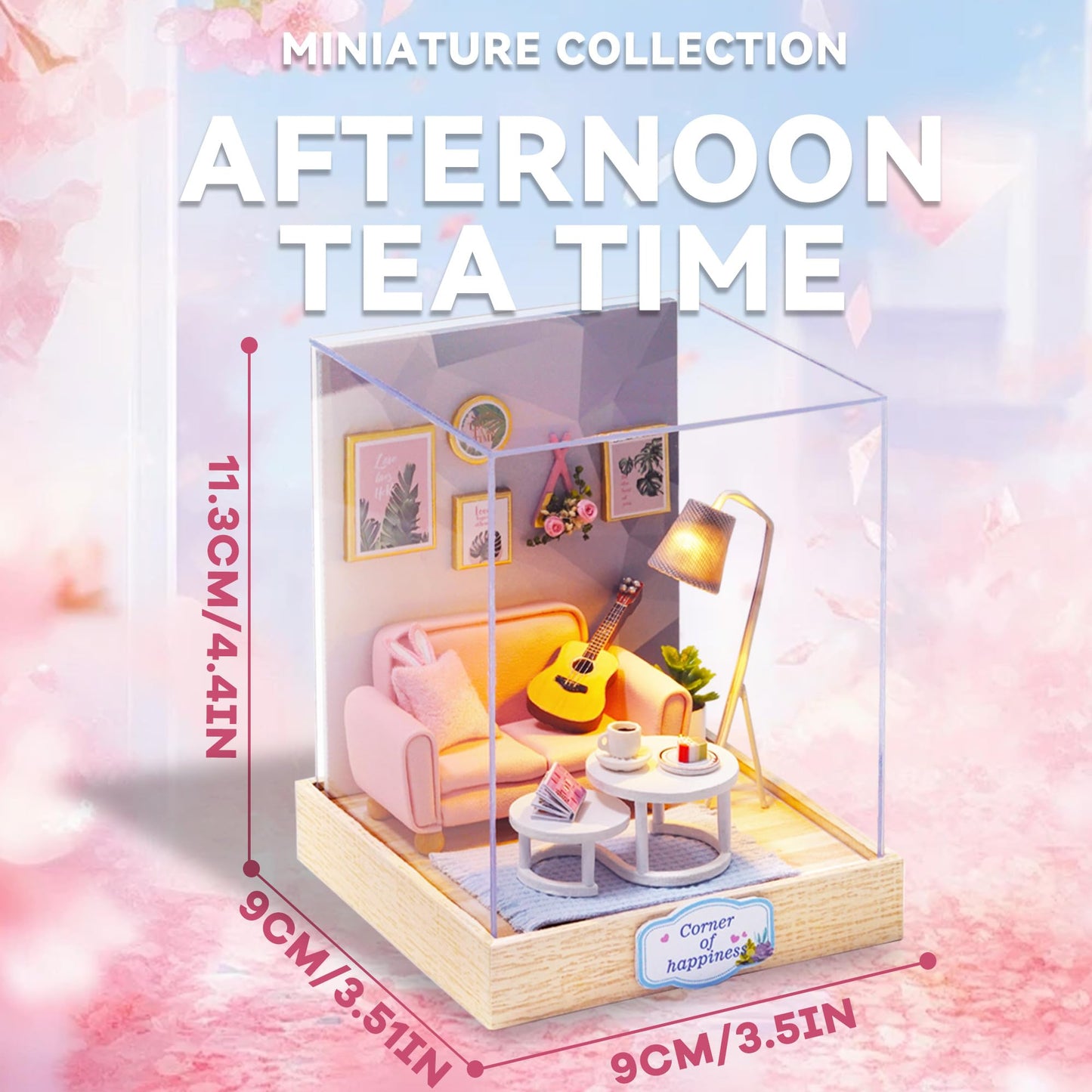 Flever Dollhouse Miniature DIY Kit with Furniture – Afternoon Tea Time