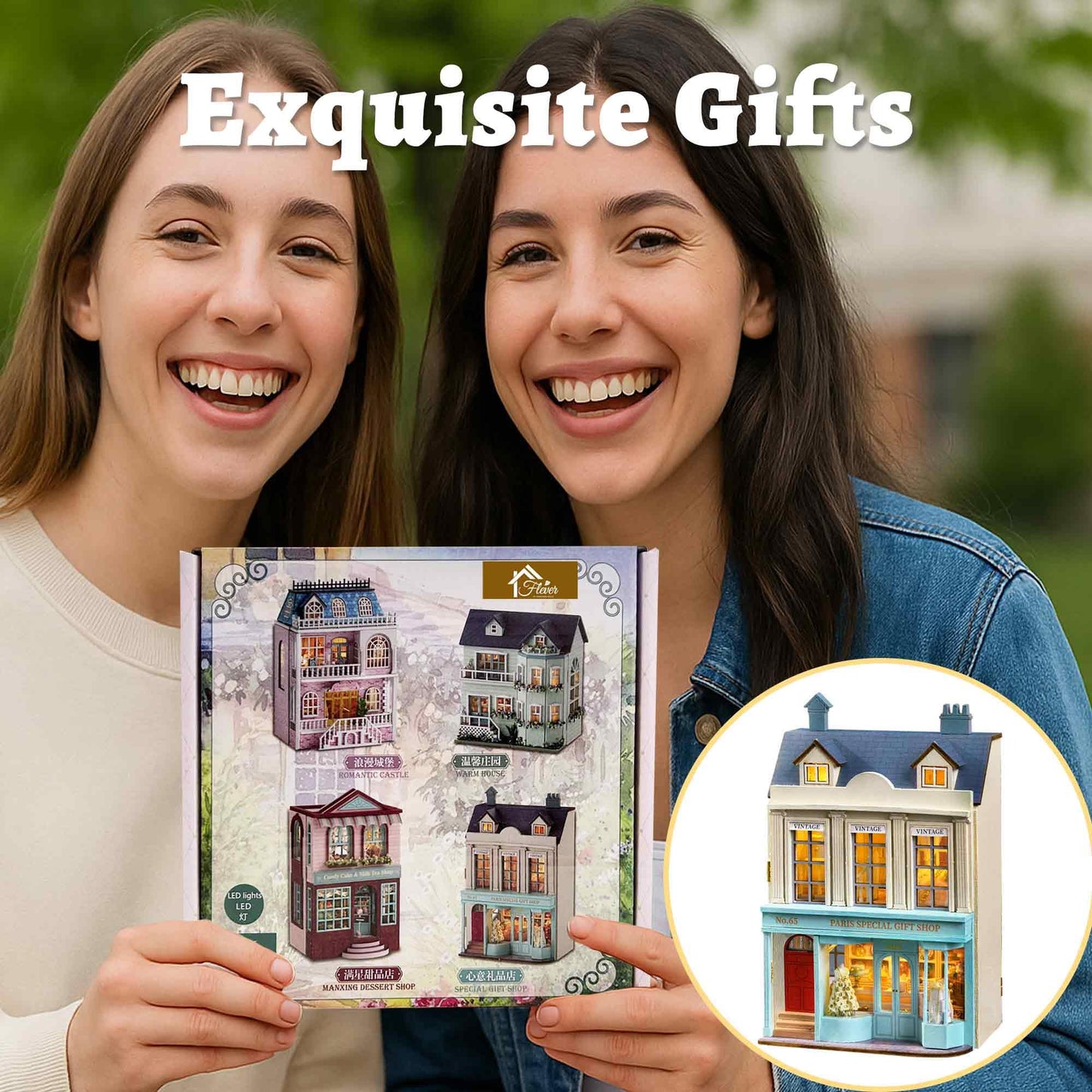 Flever Dollhouse Miniature DIY House Kit – Romantic Paris Gift Store
