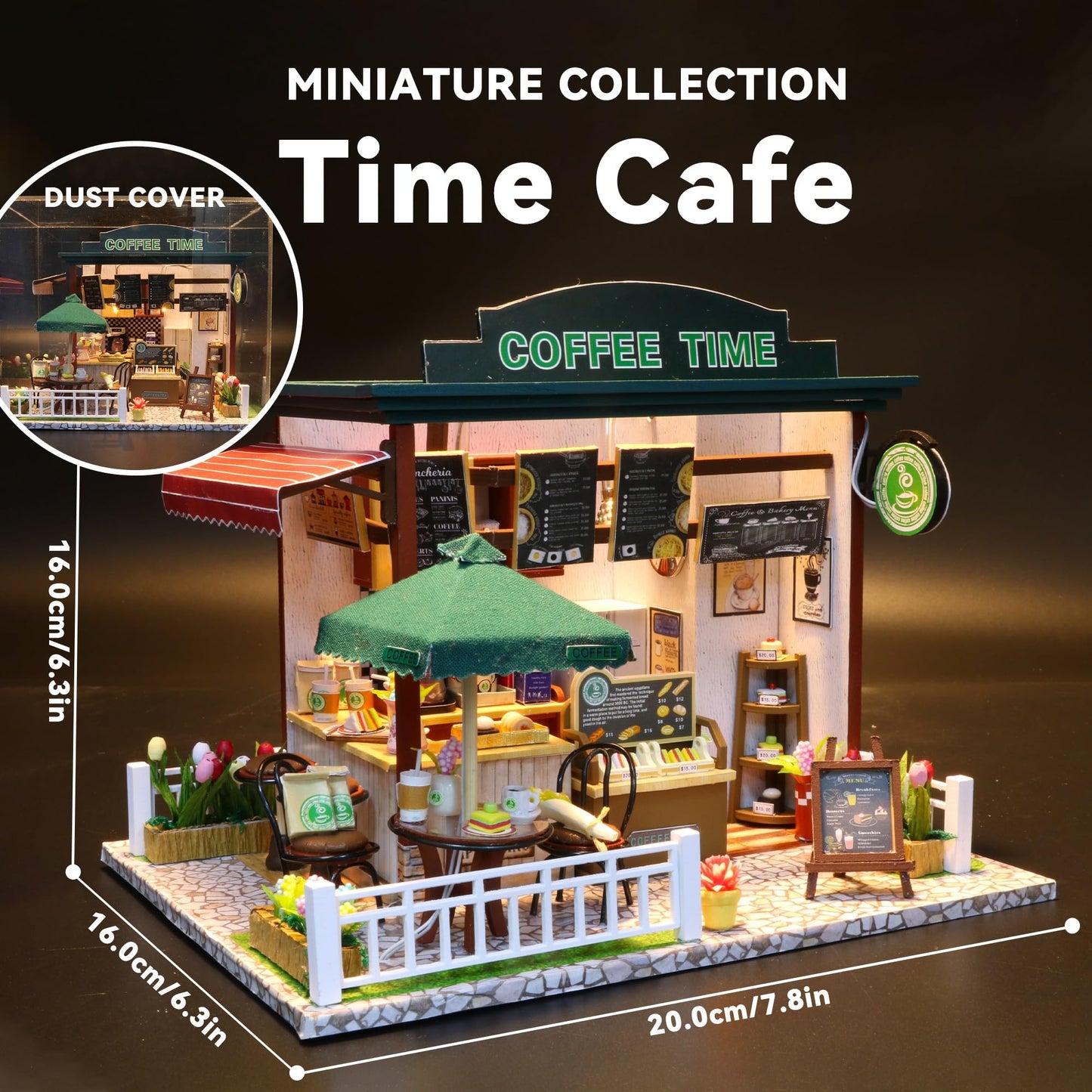 Flever Dollhouse Miniature DIY House Kit – Romantic Gift & Cozy Decor | Time Cafe