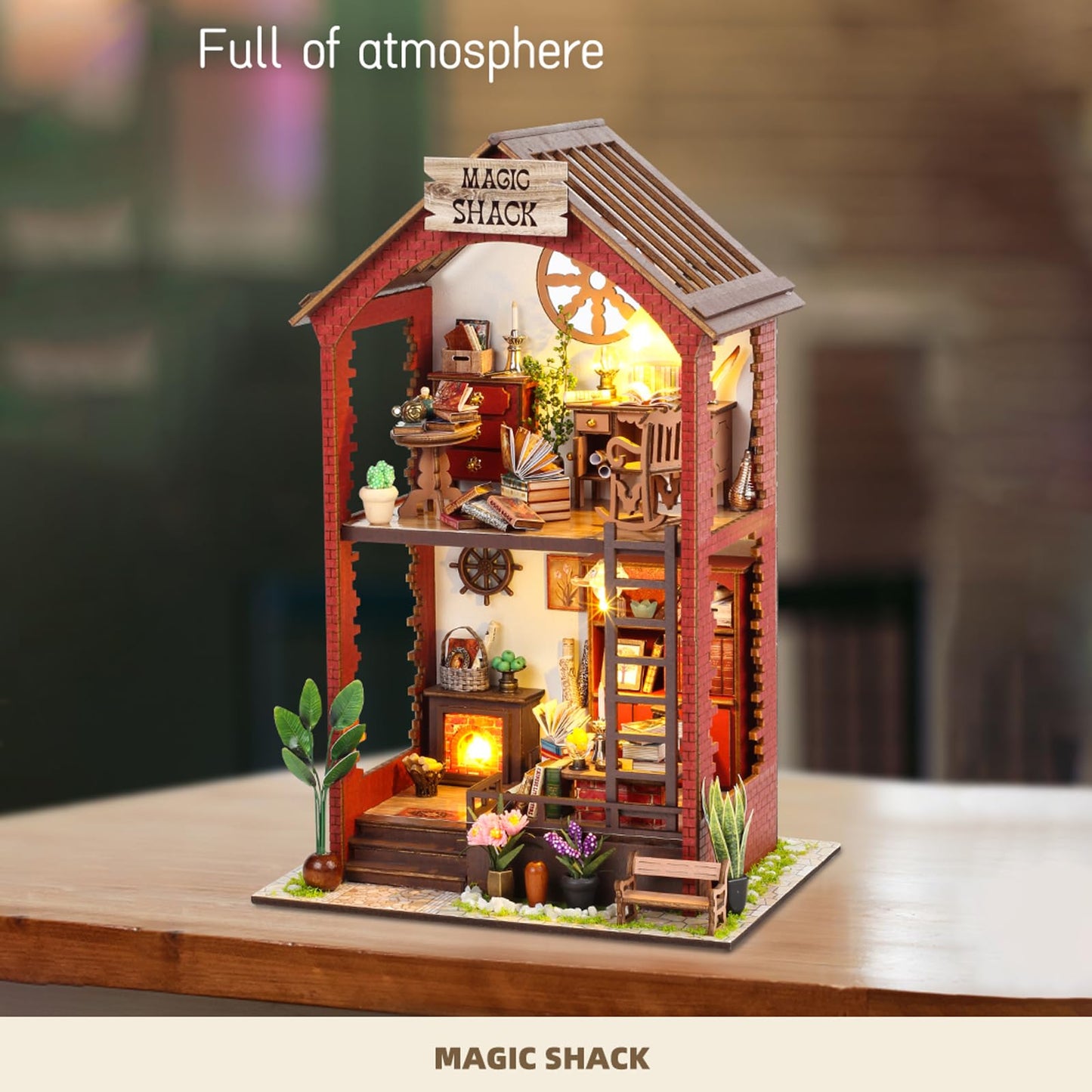 Flever Dollhouse DIY Book Nook Kit – 3D Wooden Miniature for Bookshelf Decor