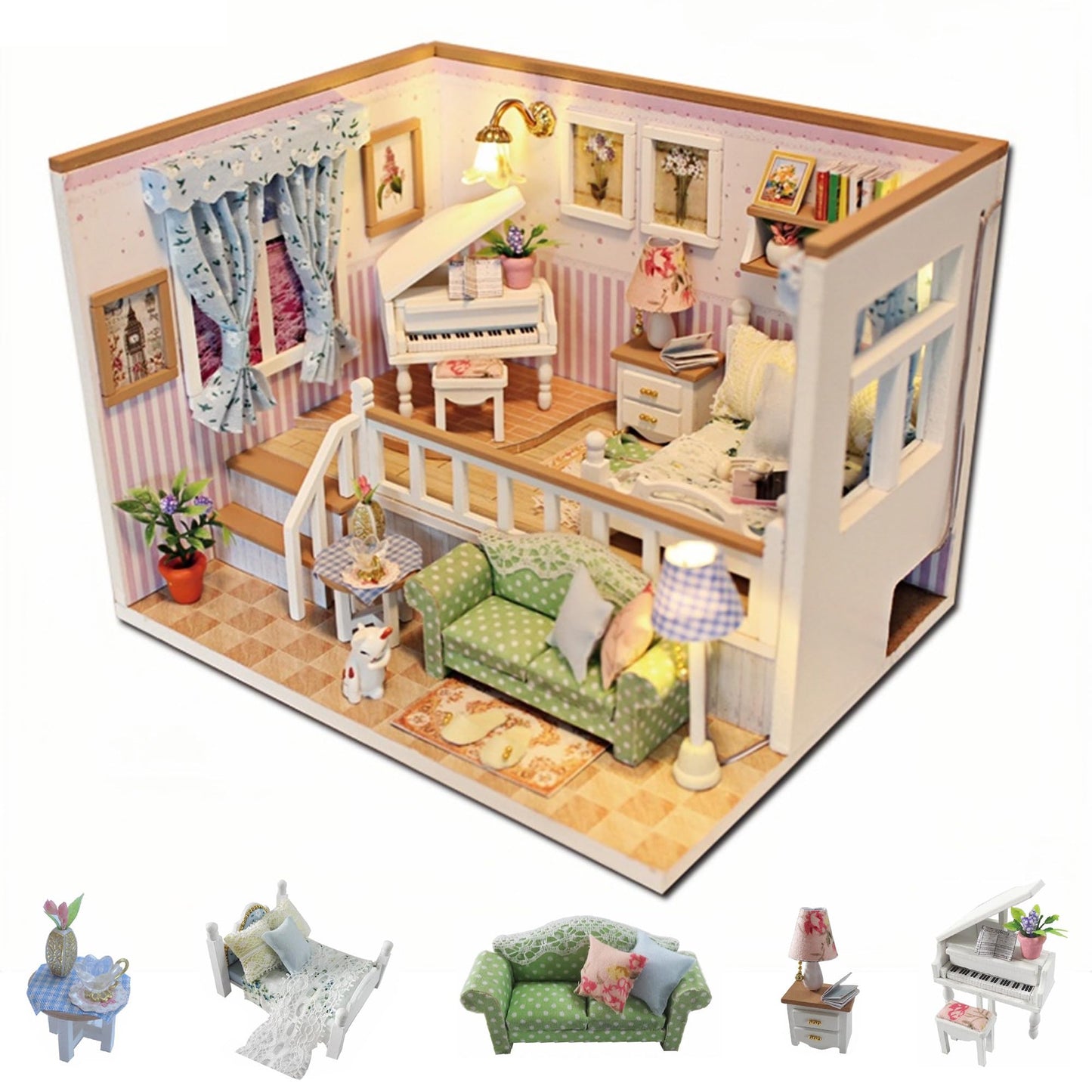 Flever Dollhouse Miniature DIY Kit – Romantic Valentine Gift