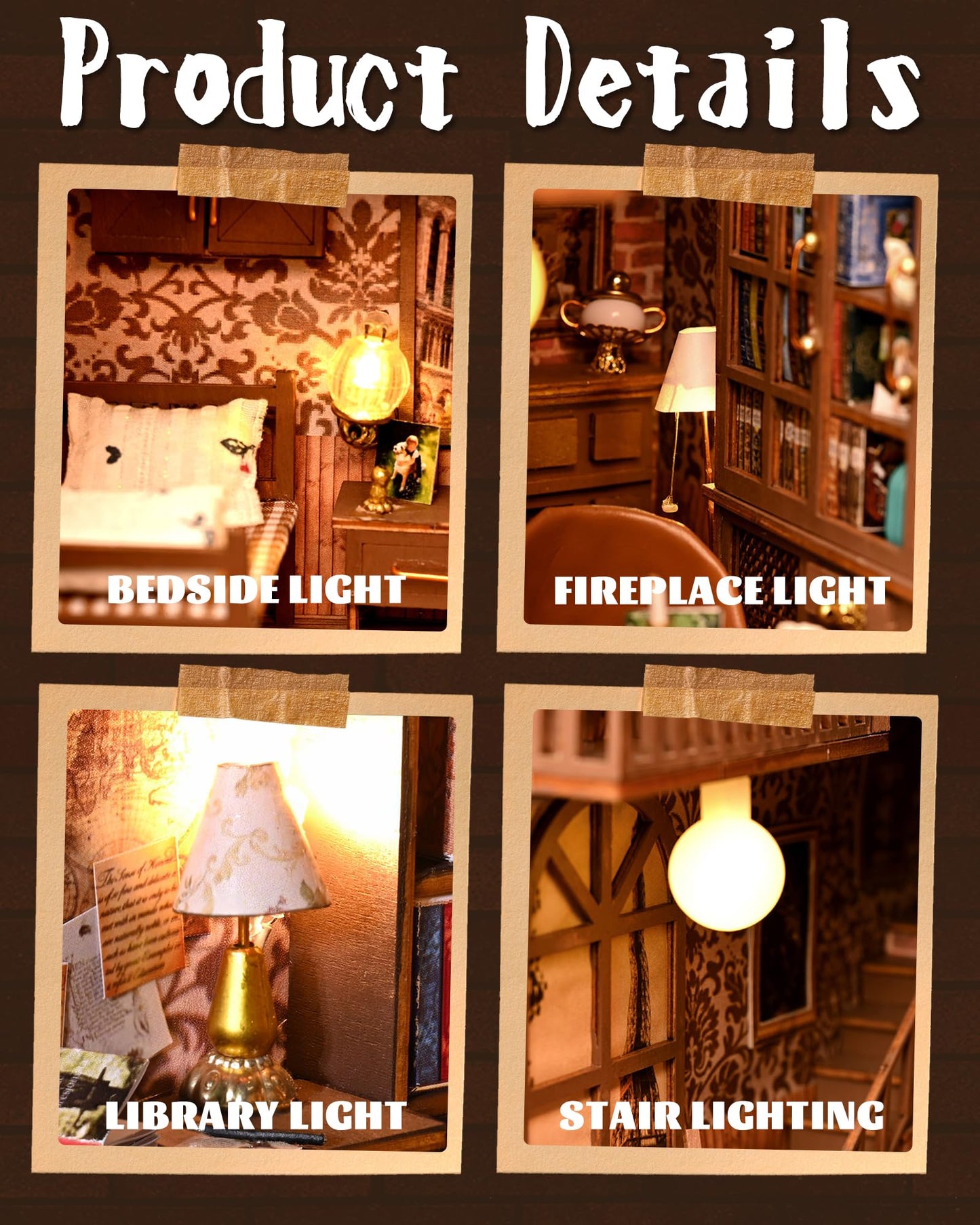 Flever Dollhouse DIY Book Nook Kit – 3D Wooden Puzzle, Bookshelf Decor, No.9 Secret Castle II