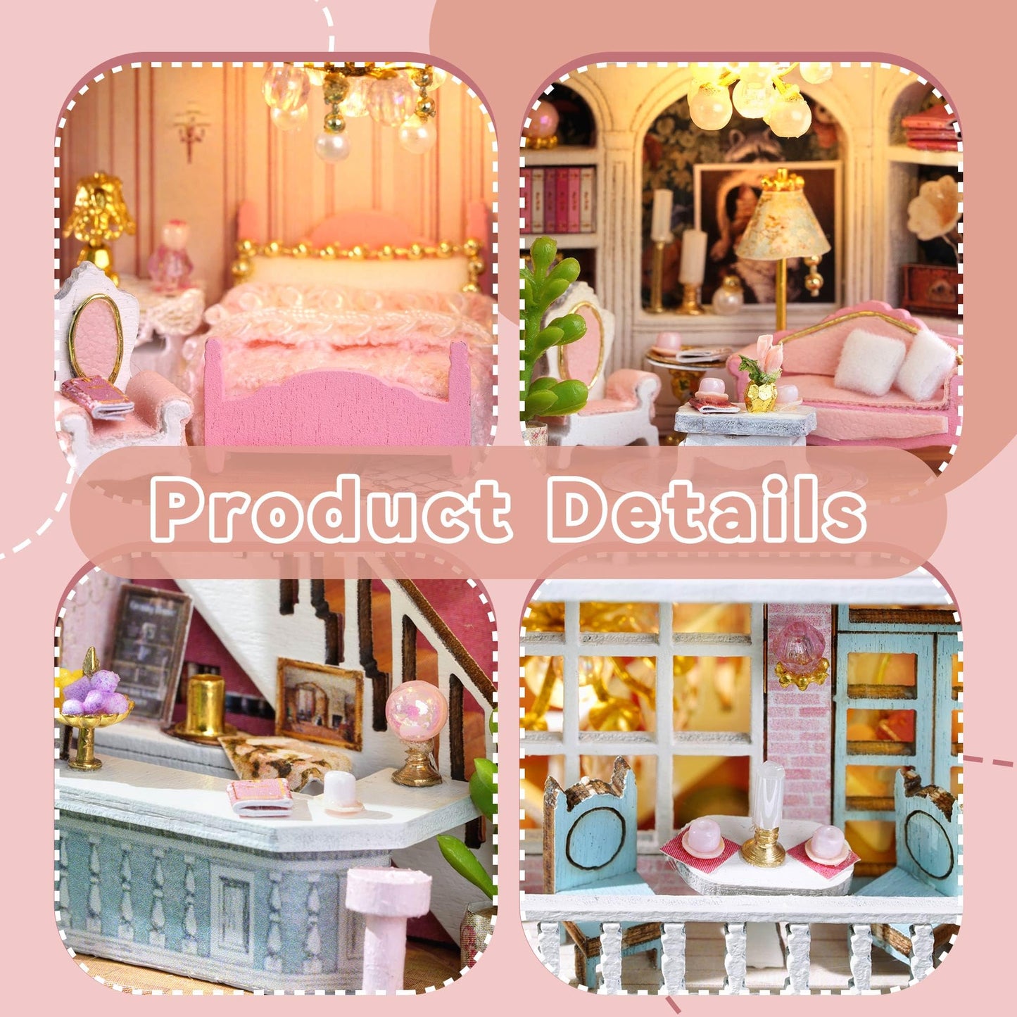 Flever Dollhouse Miniature DIY Kit – Romantic Castle, Valentine's Gift