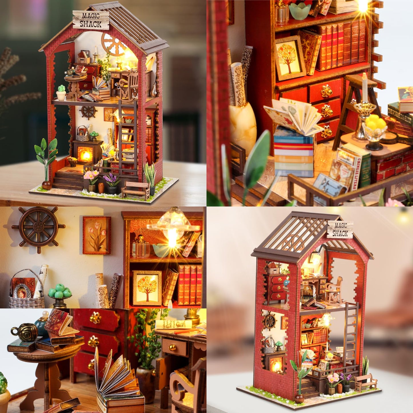 Flever Dollhouse DIY Book Nook Kit – 3D Wooden Miniature for Bookshelf Decor