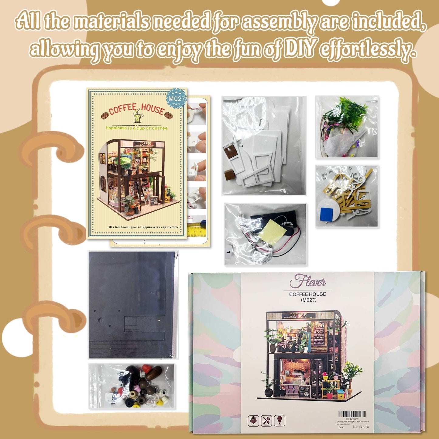 Flever Dollhouse Miniature DIY Kit – Romantic Valentine Gift with Furniture & LED