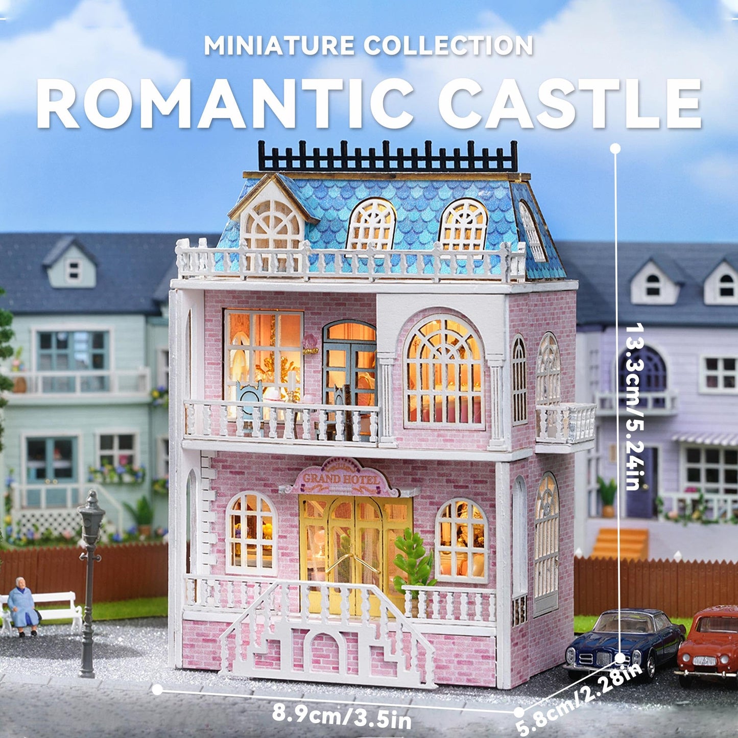 Flever Dollhouse Miniature DIY Kit – Romantic Castle, Valentine's Gift