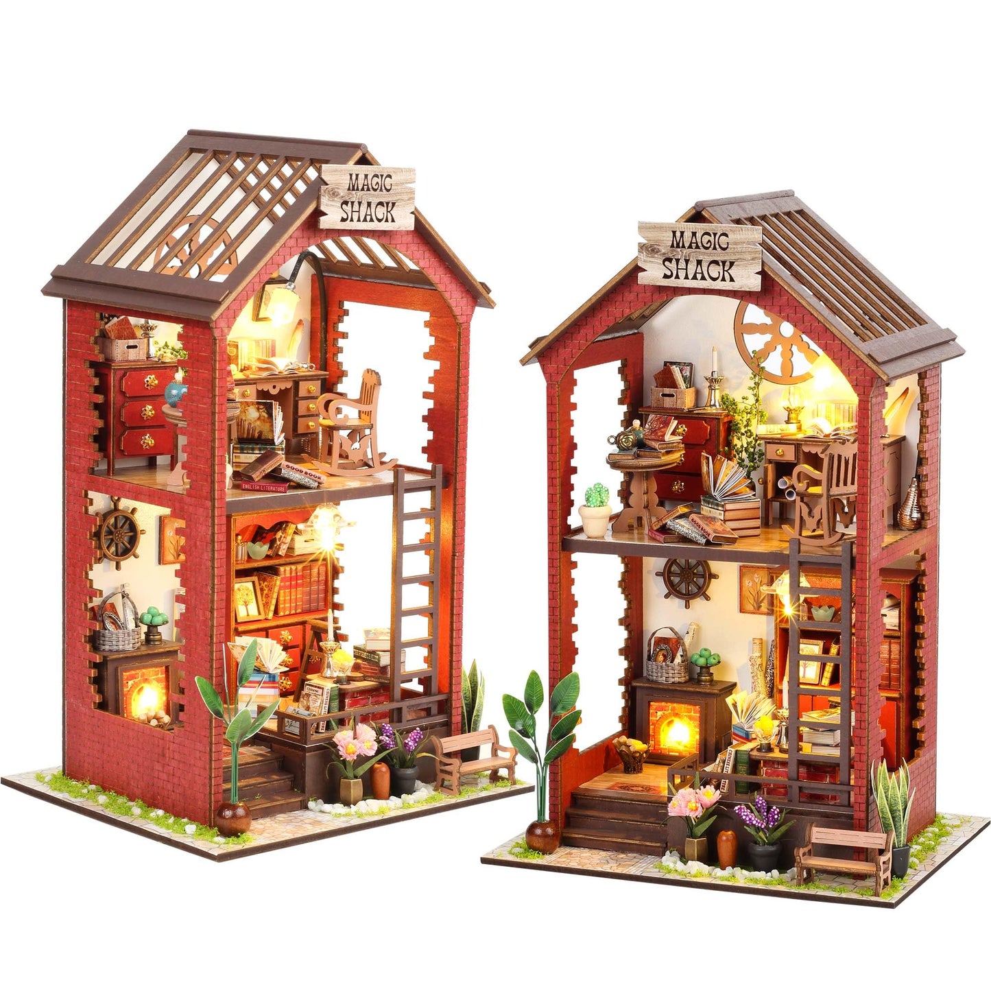 Flever Dollhouse DIY Book Nook Kit – 3D Wooden Miniature for Bookshelf Decor