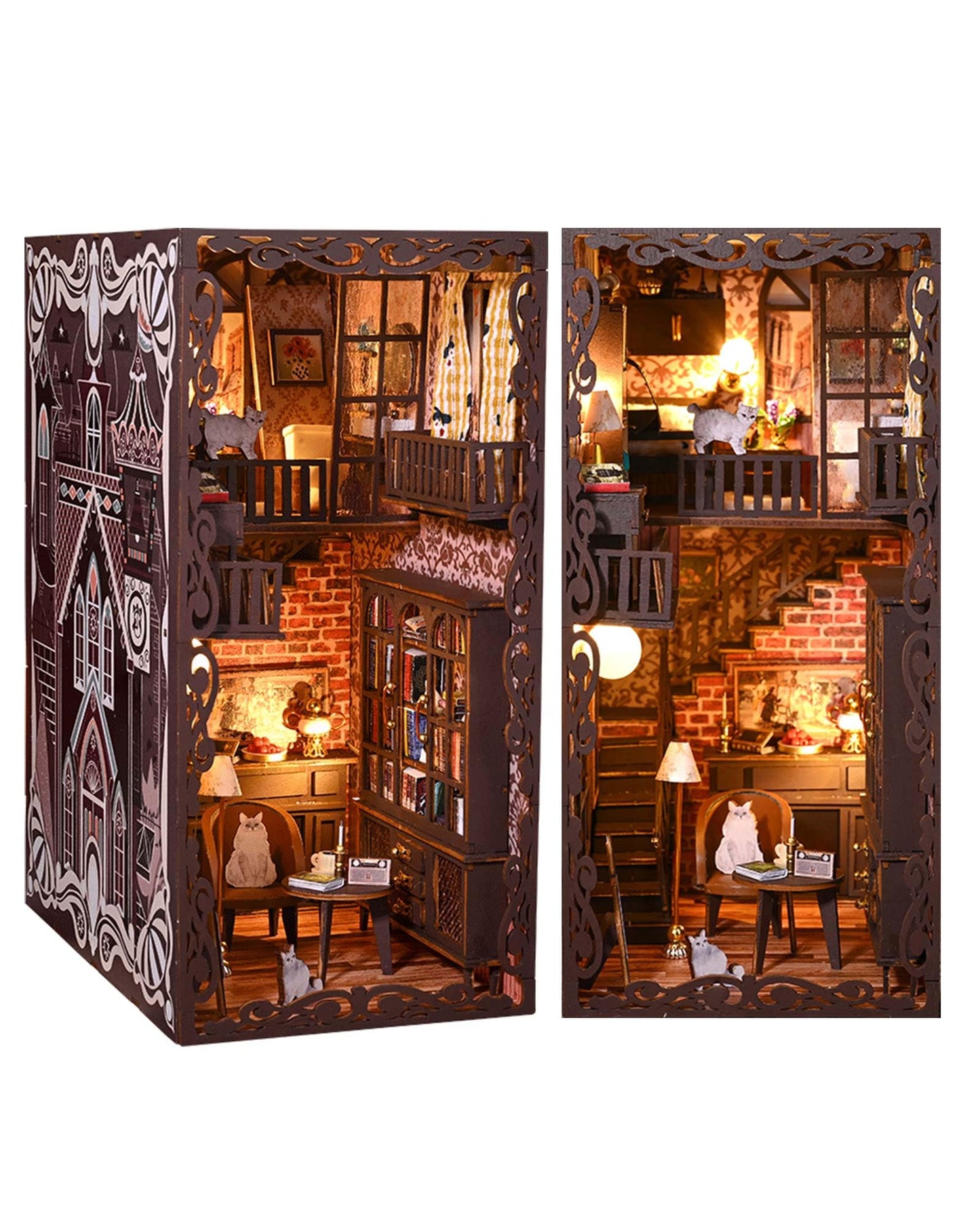 Flever Dollhouse DIY Book Nook Kit – 3D Wooden Puzzle, Bookshelf Decor, No.9 Secret Castle II