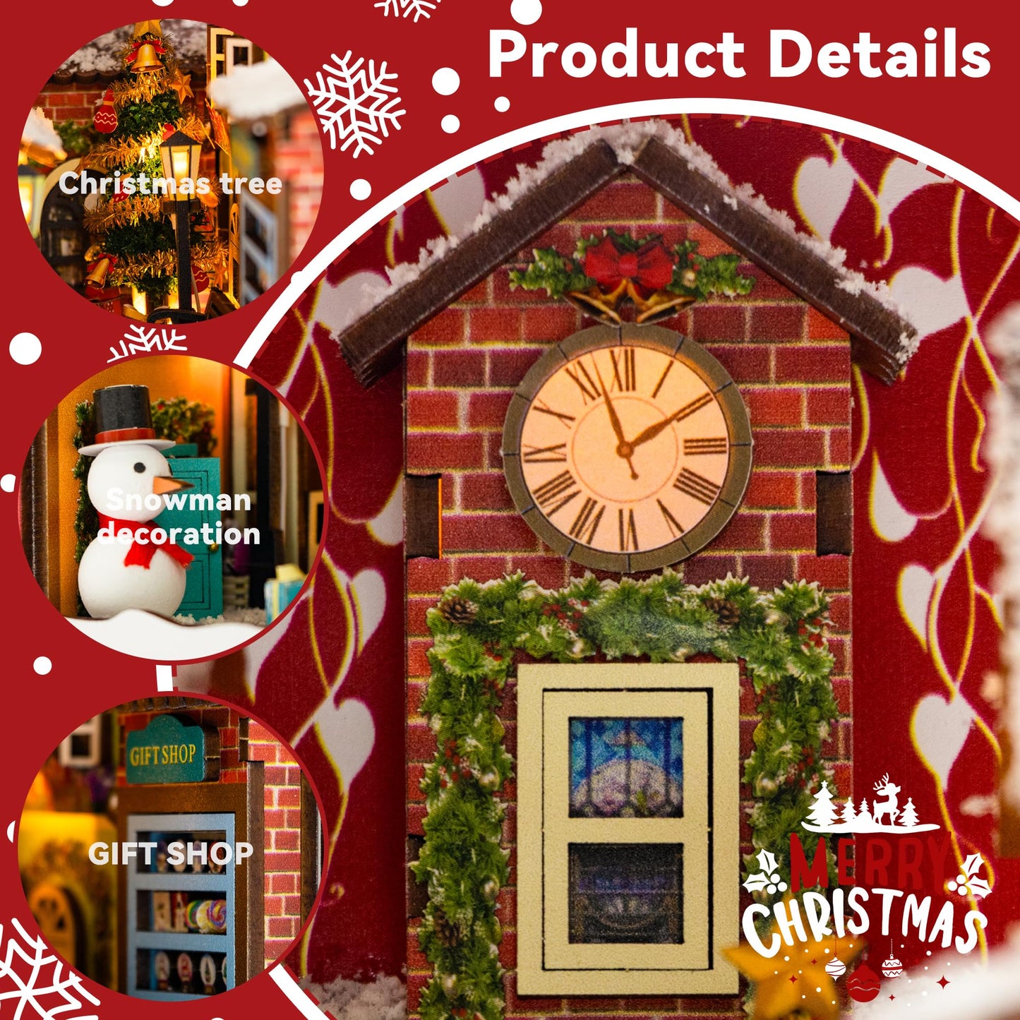 Flever Dollhouse Miniature DIY House Kit – Creative Bookend with Furniture for Romantic Artwork Gift (Winter Christmas)