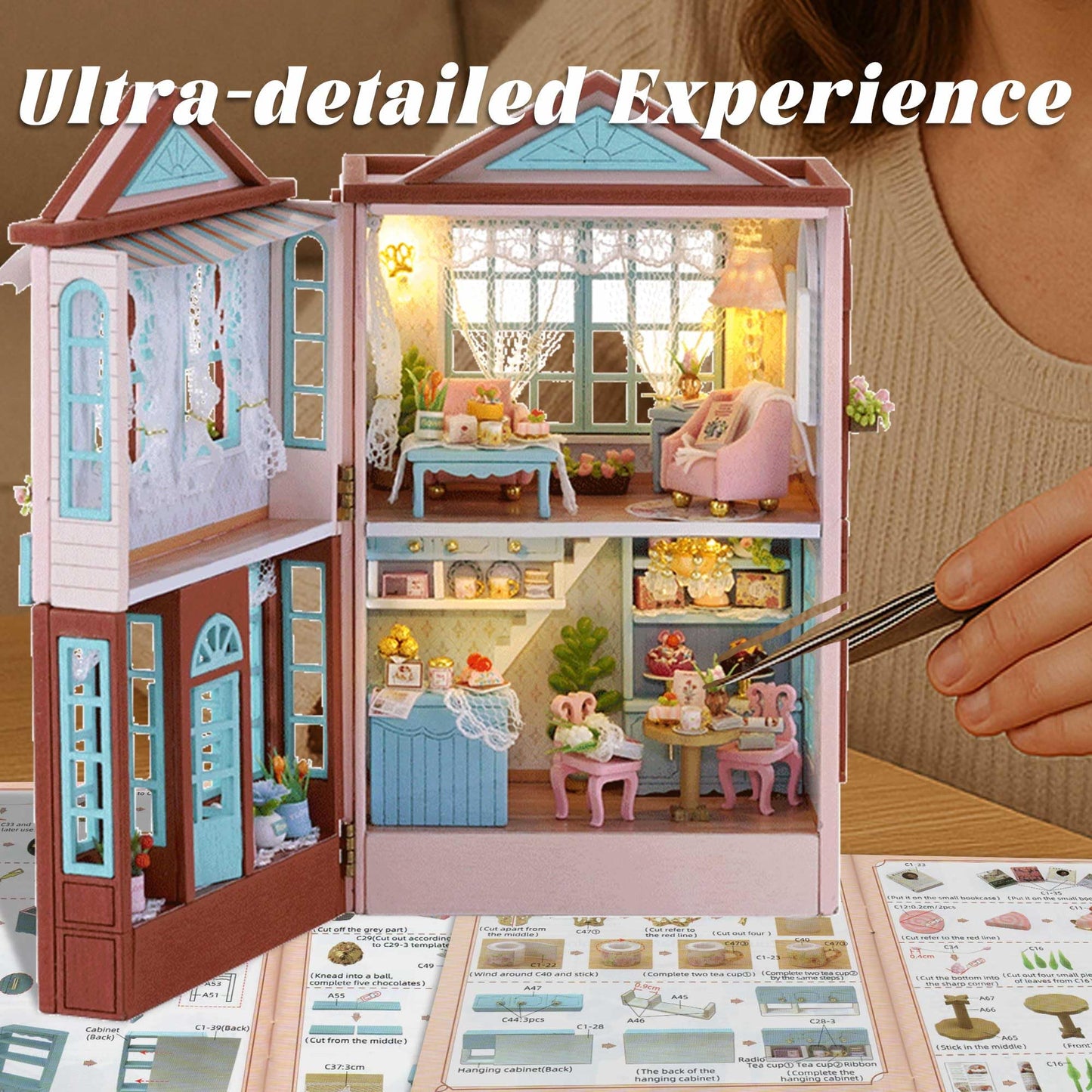 Flever Dollhouse Miniature DIY Kit – Romantic Castle, Valentine's Gift