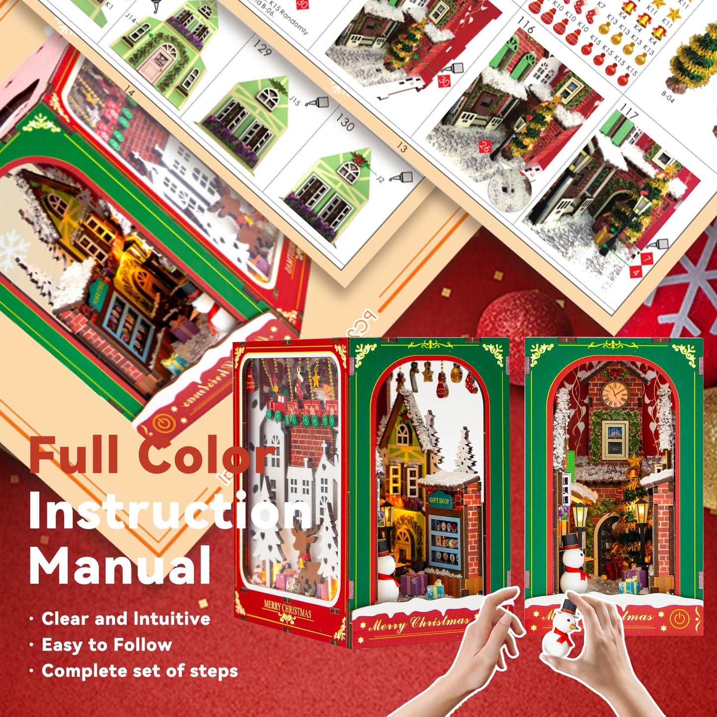 Flever Dollhouse Miniature DIY House Kit – Creative Bookend with Furniture for Romantic Artwork Gift (Winter Christmas)