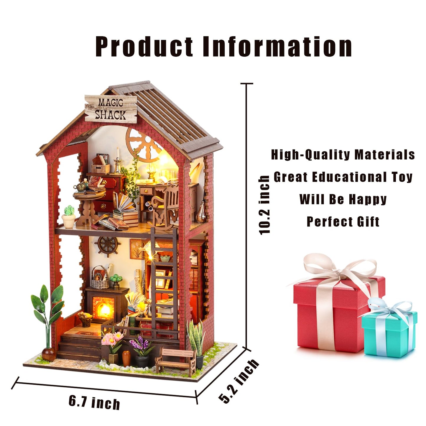 Flever Dollhouse DIY Book Nook Kit – 3D Wooden Miniature for Bookshelf Decor