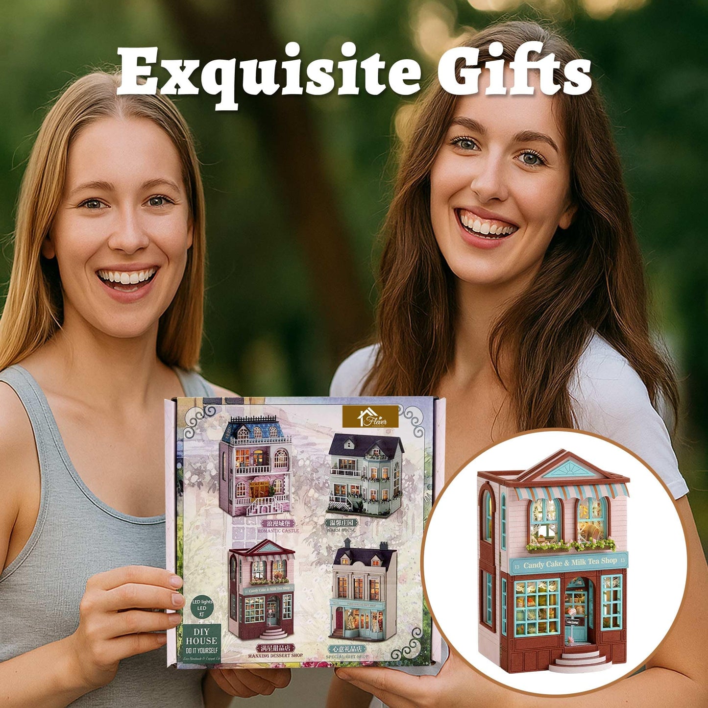 Flever Dollhouse Miniature DIY Kit – Romantic Castle, Valentine's Gift