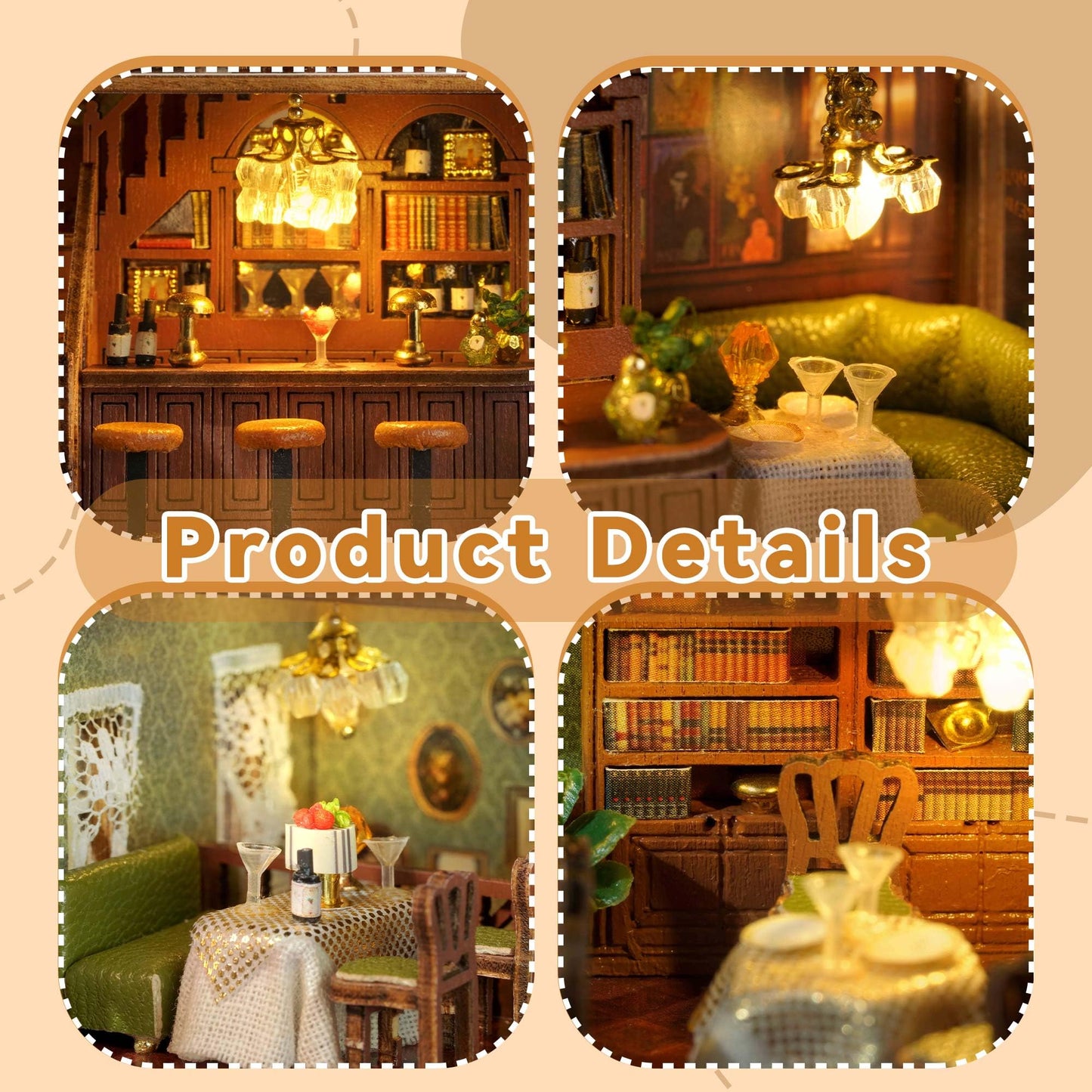 Flever Dollhouse Miniature DIY House Kit – Romantic Corner Restaurant (1:32 Scale)