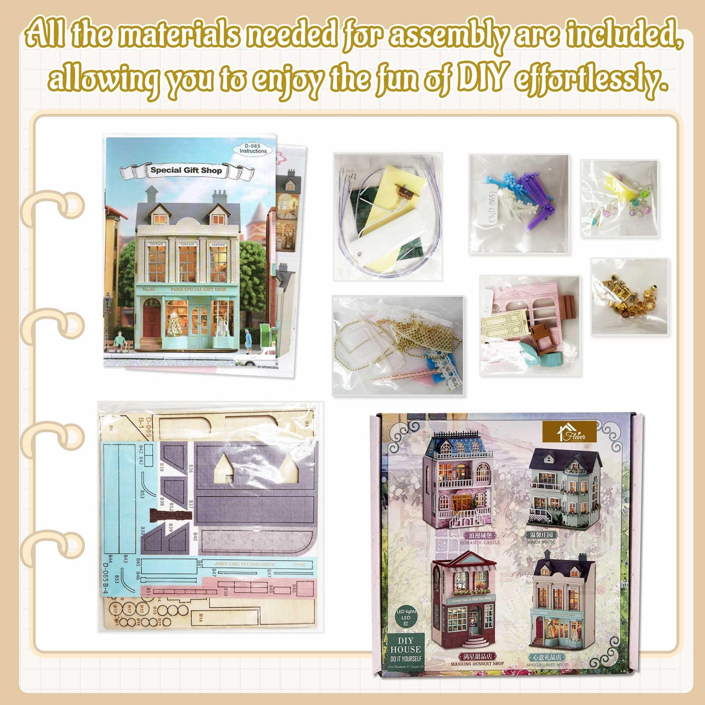 Flever Dollhouse Miniature DIY House Kit – Romantic Paris Gift Store