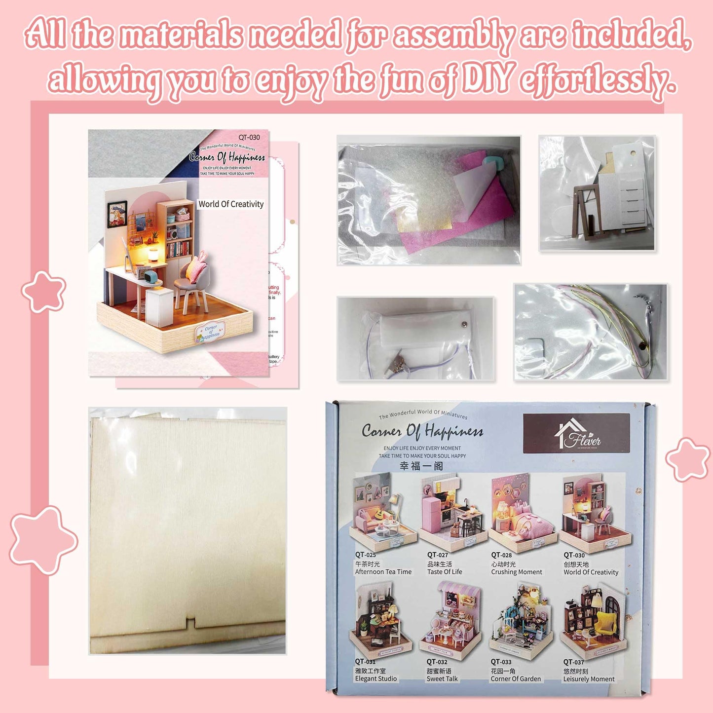 Flever Dollhouse Miniature DIY Kit – Creative Room with Furniture