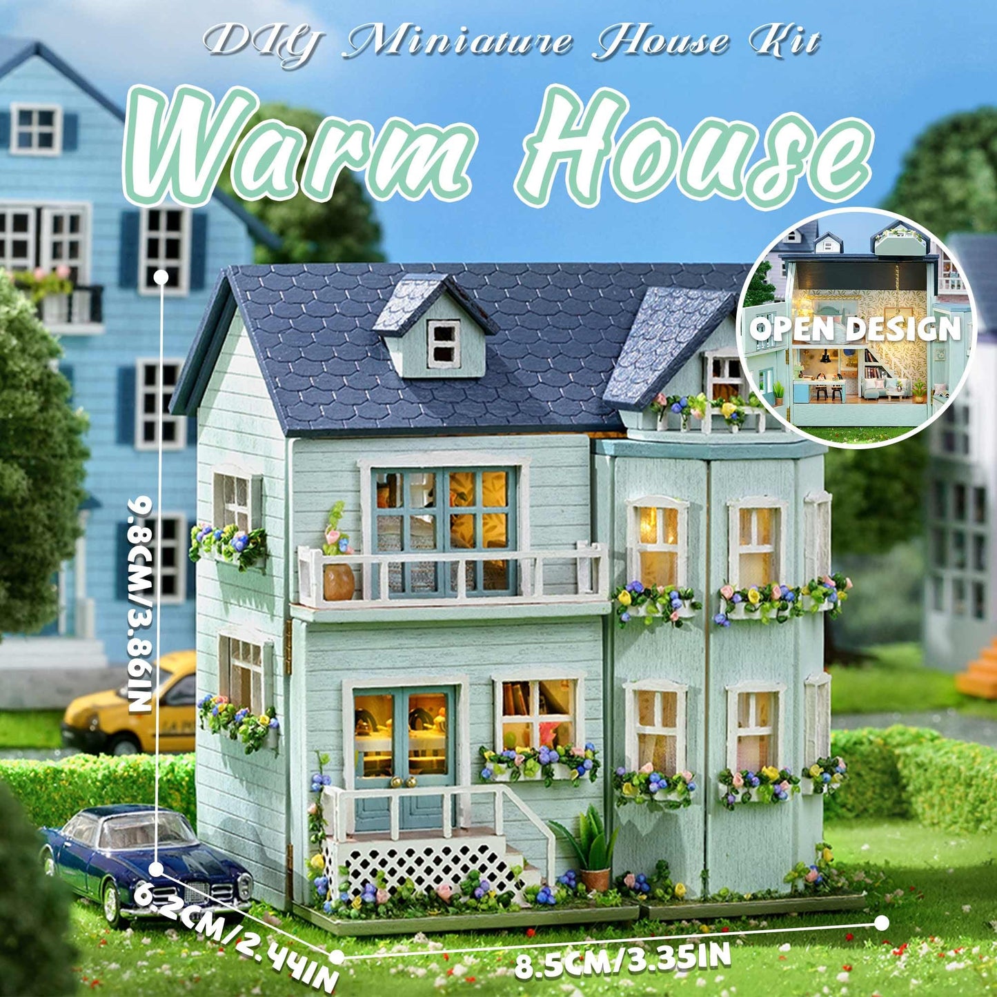 Flever Dollhouse Miniature DIY House Kit - Romantic Valentine Gift (Warm House)