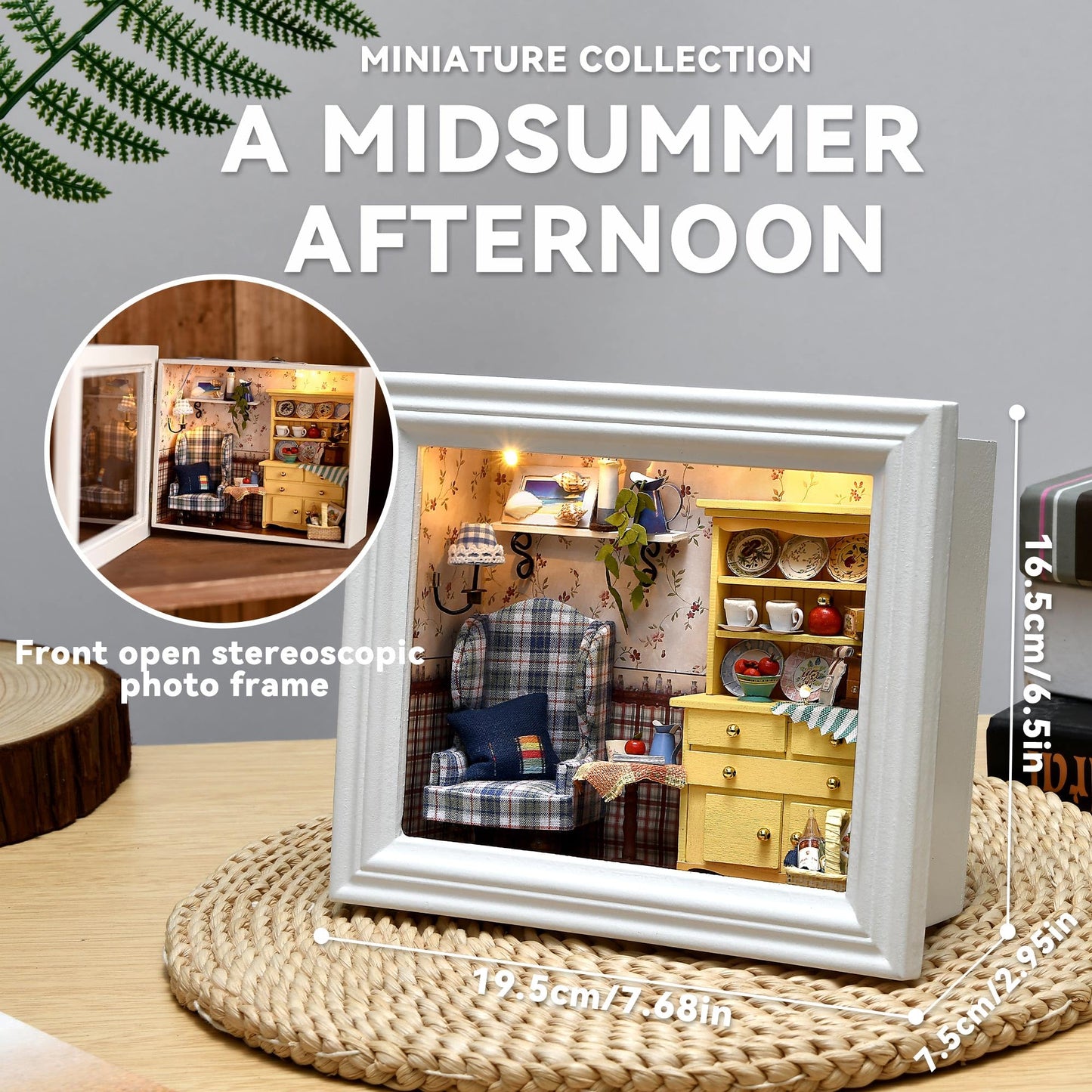 Flever Dollhouse Miniature Kit – Creative Room with Furniture & Frame (A Midsummer Afternoon)