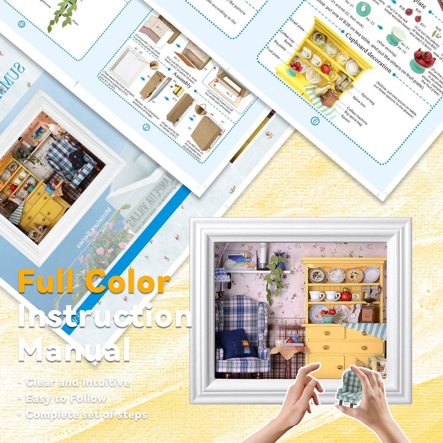 Flever Dollhouse Miniature Kit – Creative Room with Furniture & Frame (A Midsummer Afternoon)