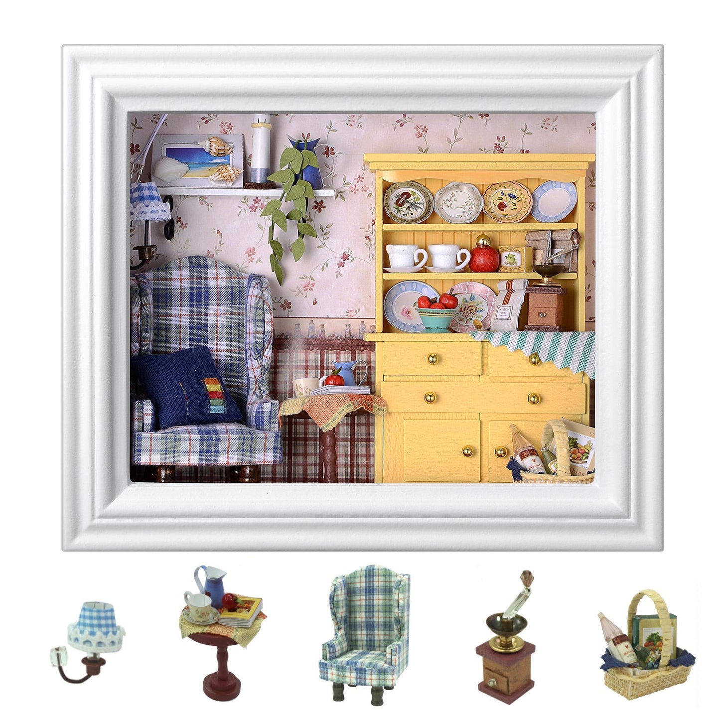 Flever Dollhouse Miniature Kit – Creative Room with Furniture & Frame (A Midsummer Afternoon)