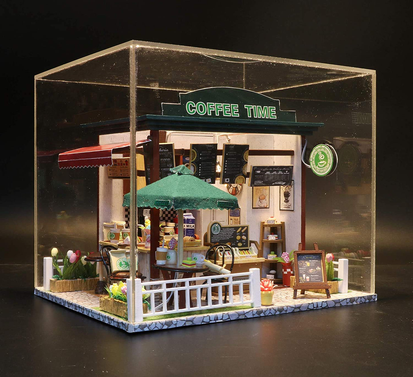 Flever Dollhouse Miniature DIY House Kit – Romantic Gift & Cozy Decor | Time Cafe