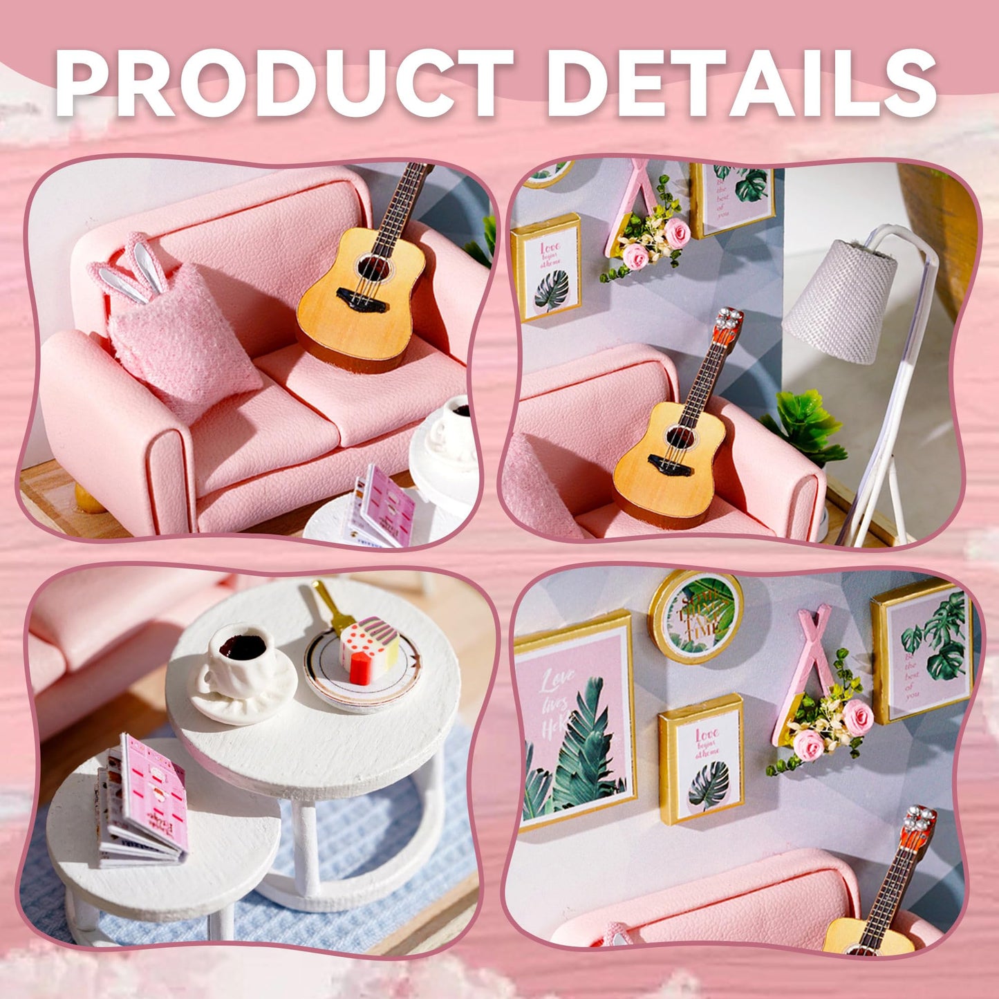 Flever Dollhouse Miniature DIY Kit with Furniture – Afternoon Tea Time