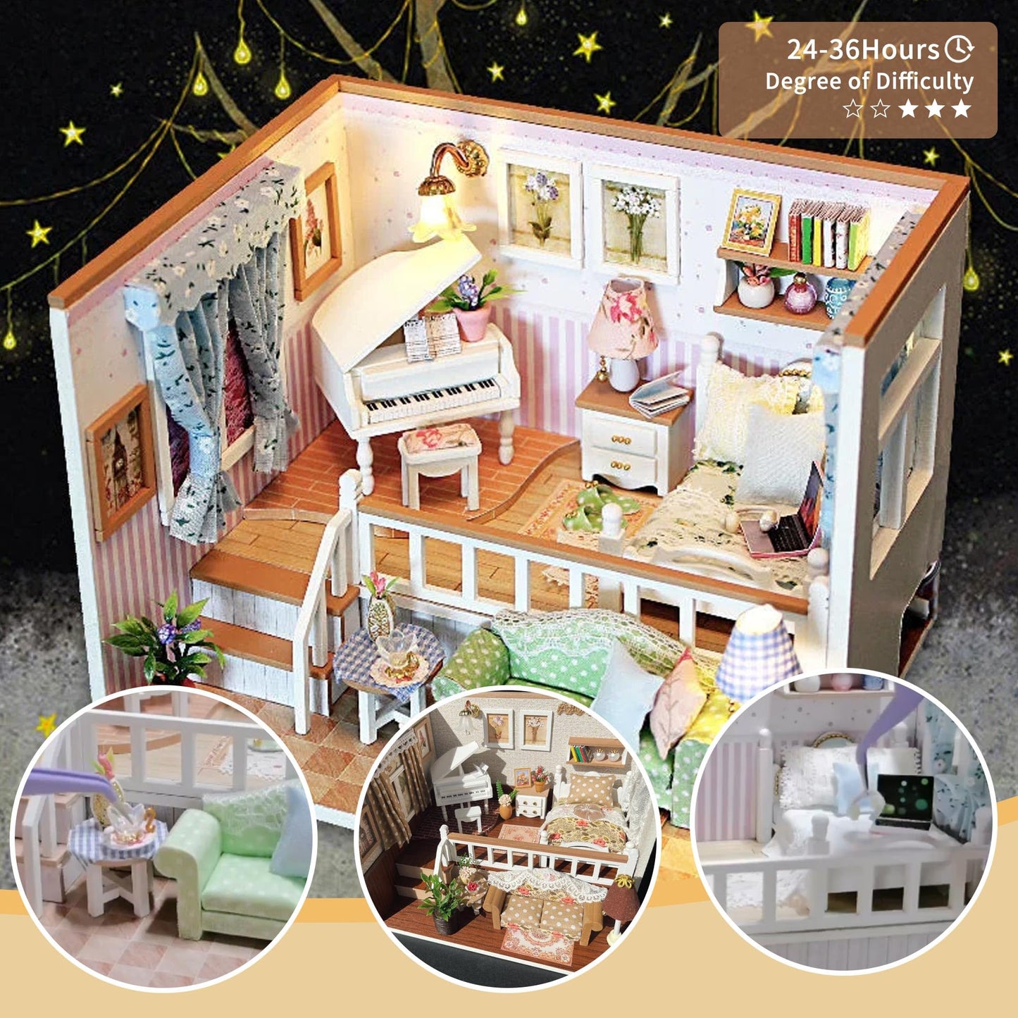 Flever Dollhouse Miniature DIY Kit – Romantic Valentine Gift