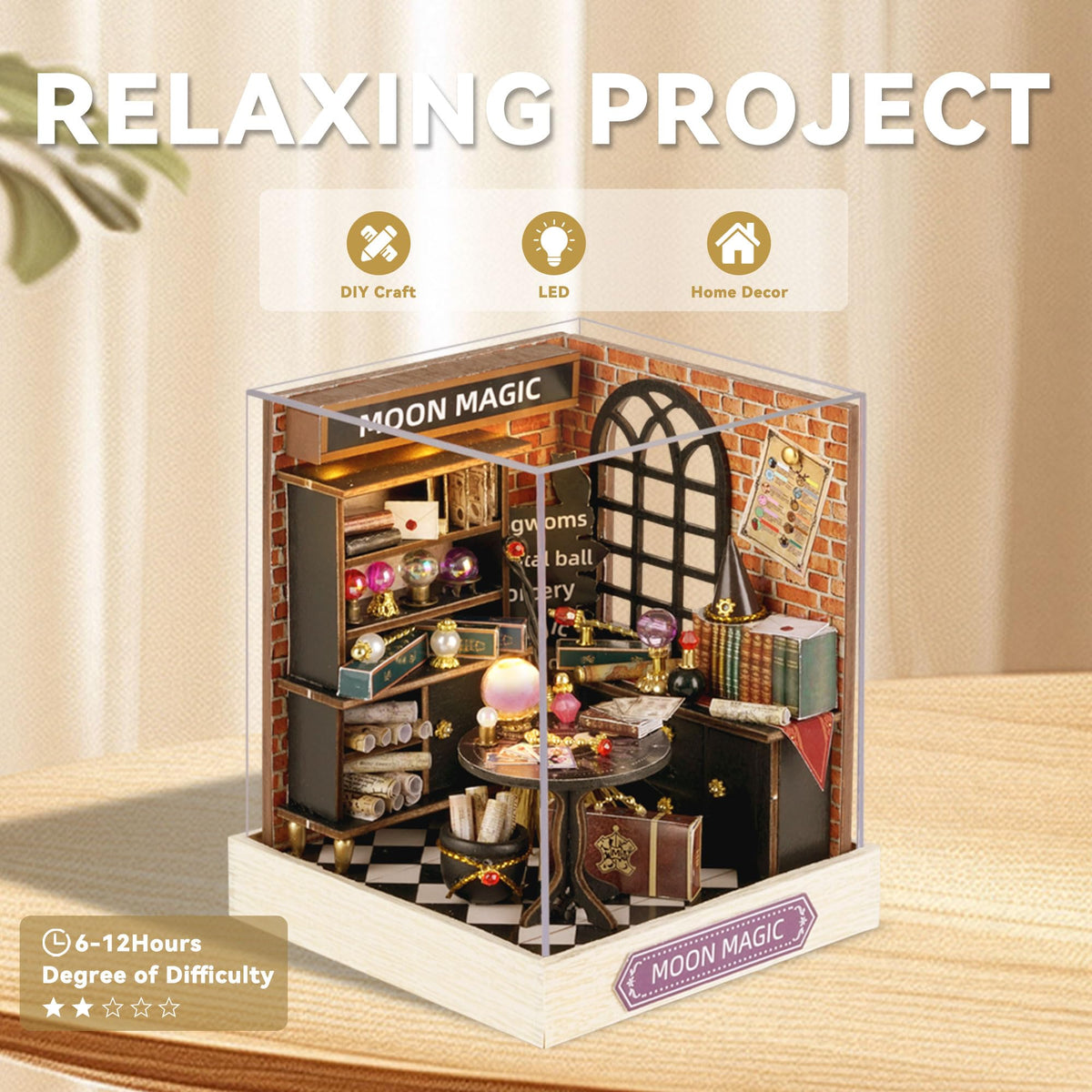 Flever Moon Magic Dollhouse Miniature DIY Kit – Creative Room with Furniture for Romantic Artwork Gift