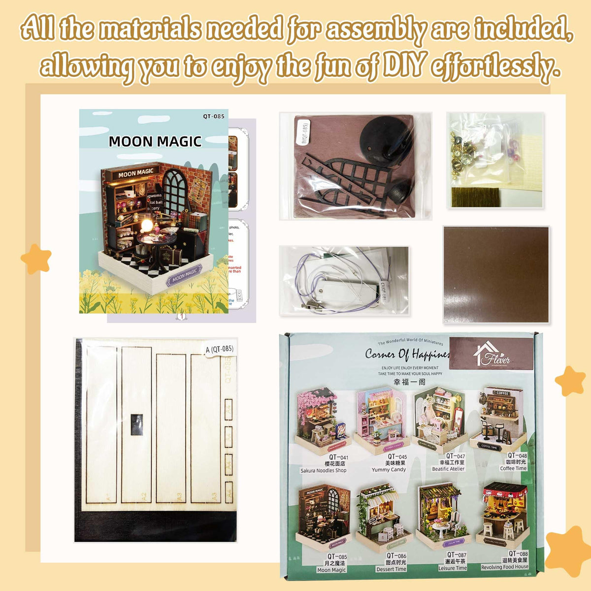 Flever Moon Magic Dollhouse Miniature DIY Kit – Creative Room with Furniture for Romantic Artwork Gift