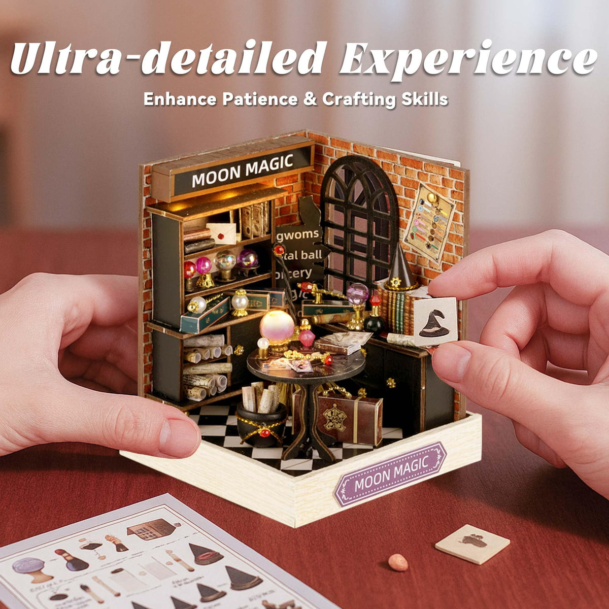 Flever Moon Magic Dollhouse Miniature DIY Kit – Creative Room with Furniture for Romantic Artwork Gift