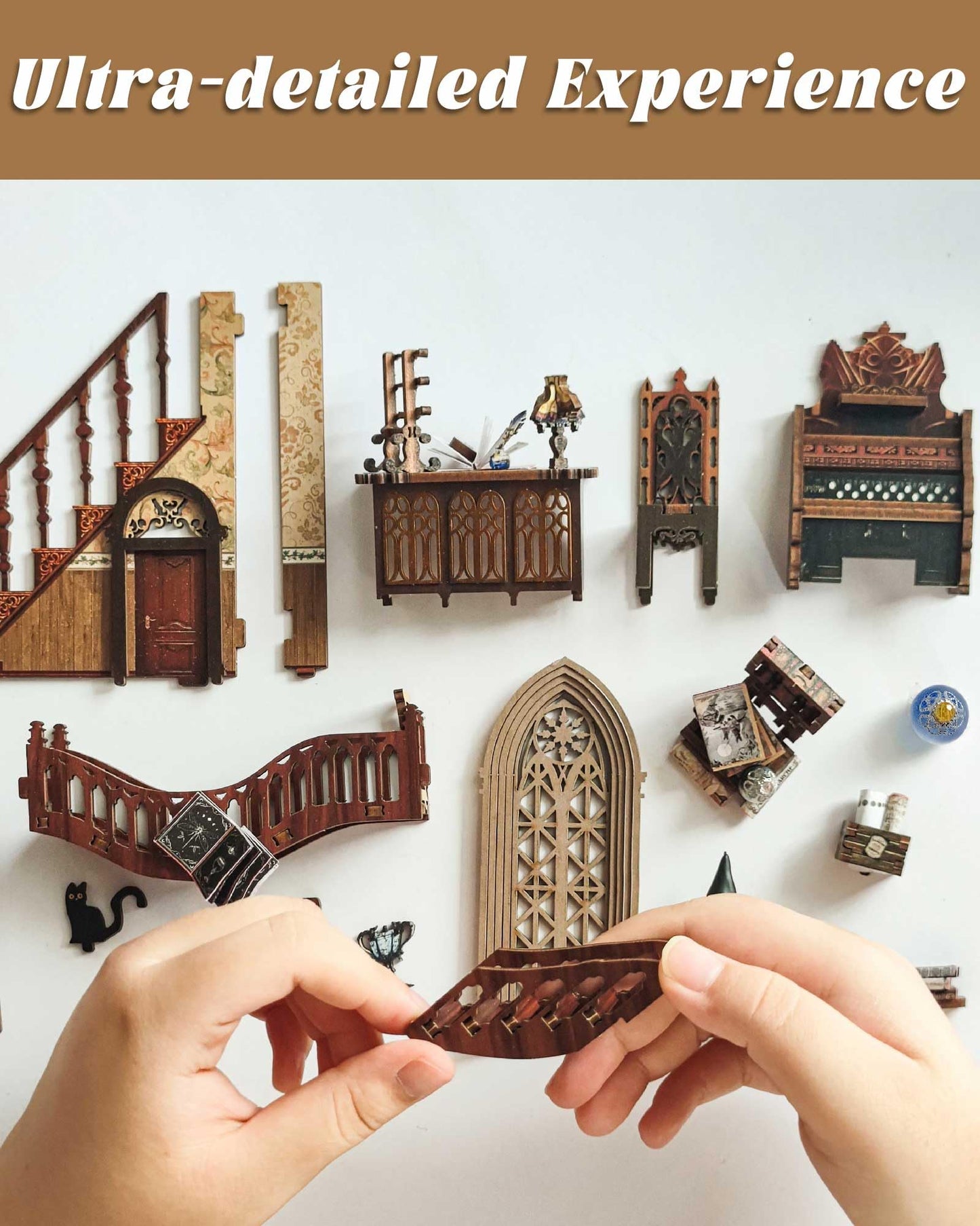 Flever Dollhouse DIY Book Nook Kit – 3D Wooden Puzzle & Shelf Decor (Magic World)