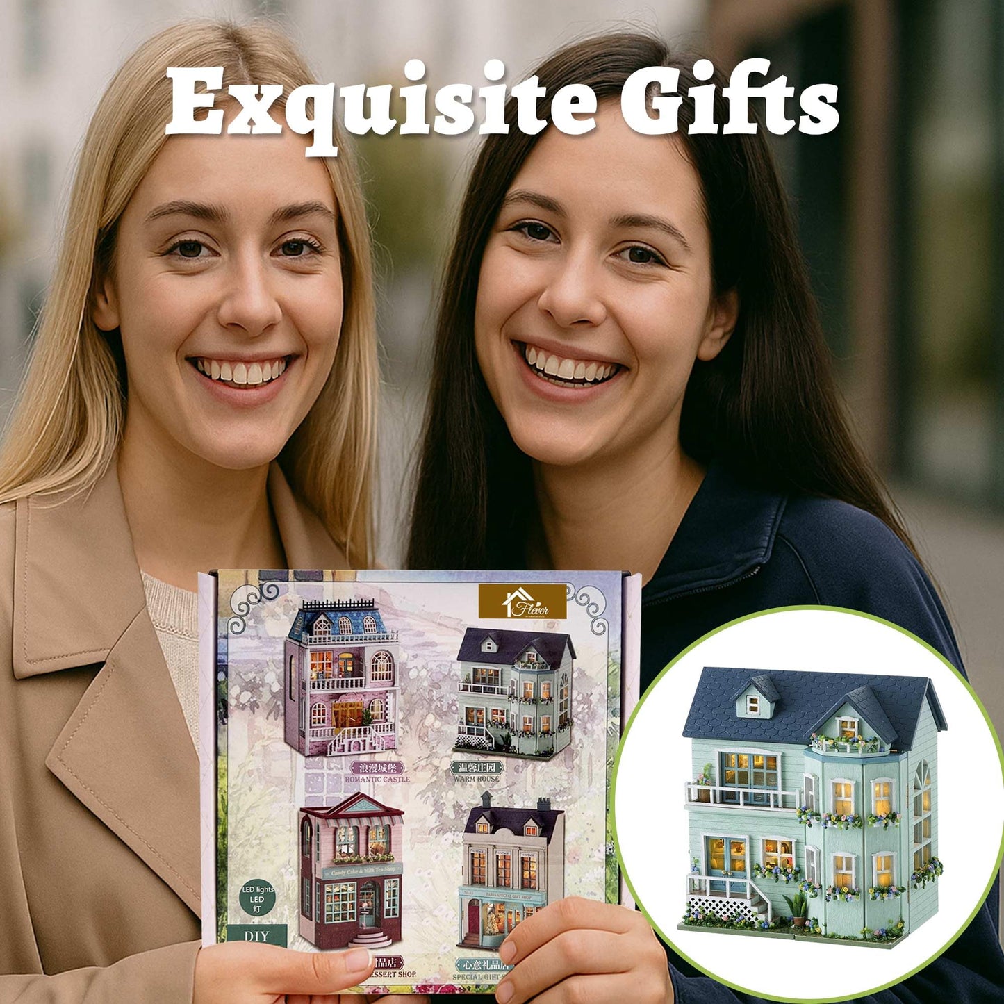 Flever Dollhouse Miniature DIY House Kit - Romantic Valentine Gift (Warm House)