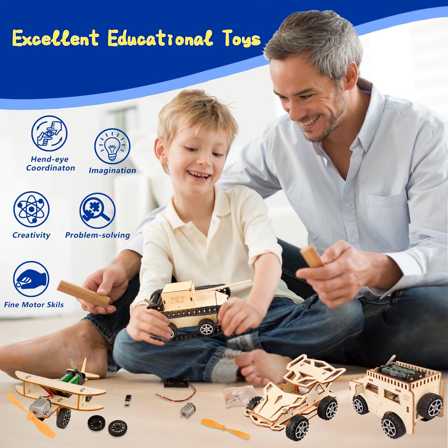 FliipFlaap 6-in-1 STEM Kit for Kids 8-12 – Wooden Building & Science Experiments