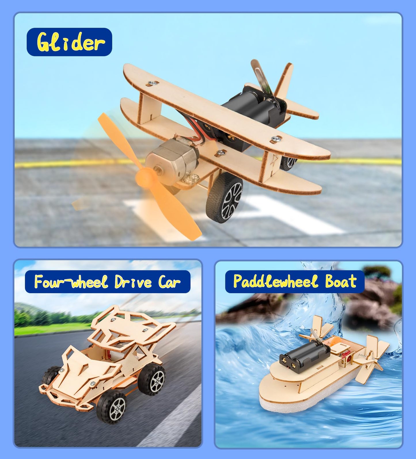 FliipFlaap 6-in-1 STEM Kit for Kids 8-12 – Wooden Building & Science Experiments