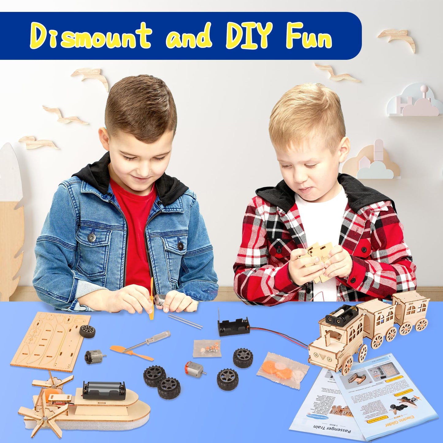 FliipFlaap 6-in-1 STEM Kit for Kids 8-12 – Wooden Building & Science Experiments