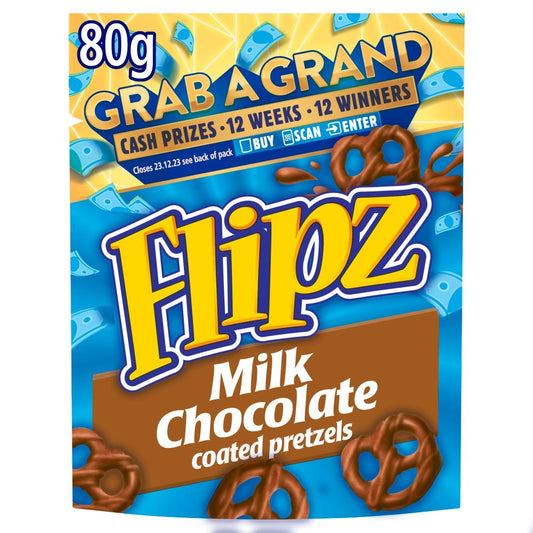 Flipz Milk Chocolate Coated Pretzels PMP 80g (Box of 12)
