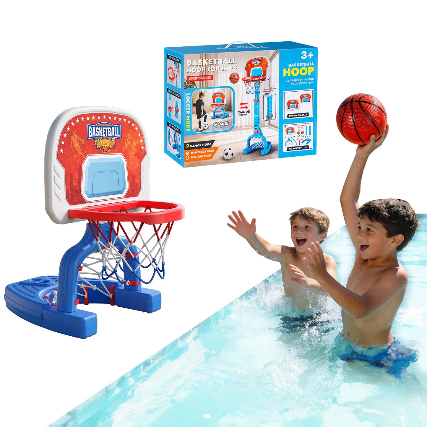 FLMAQE 2-in-1 Toddler Basketball Hoop & Soccer Goal – Adjustable Mini Sports Kit