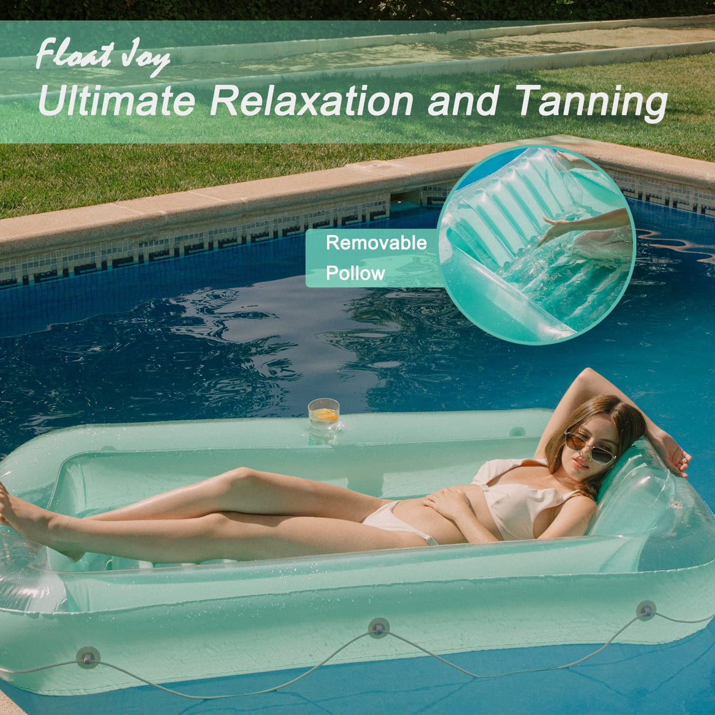 Float Joy Suntan Tub: Inflatable Pool Lounger for Sunbathing and Tanning