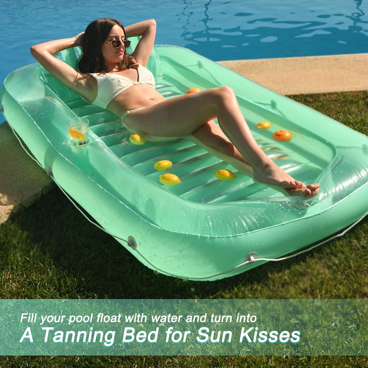 Float Joy Suntan Tub: Inflatable Pool Lounger for Sunbathing and Tanning