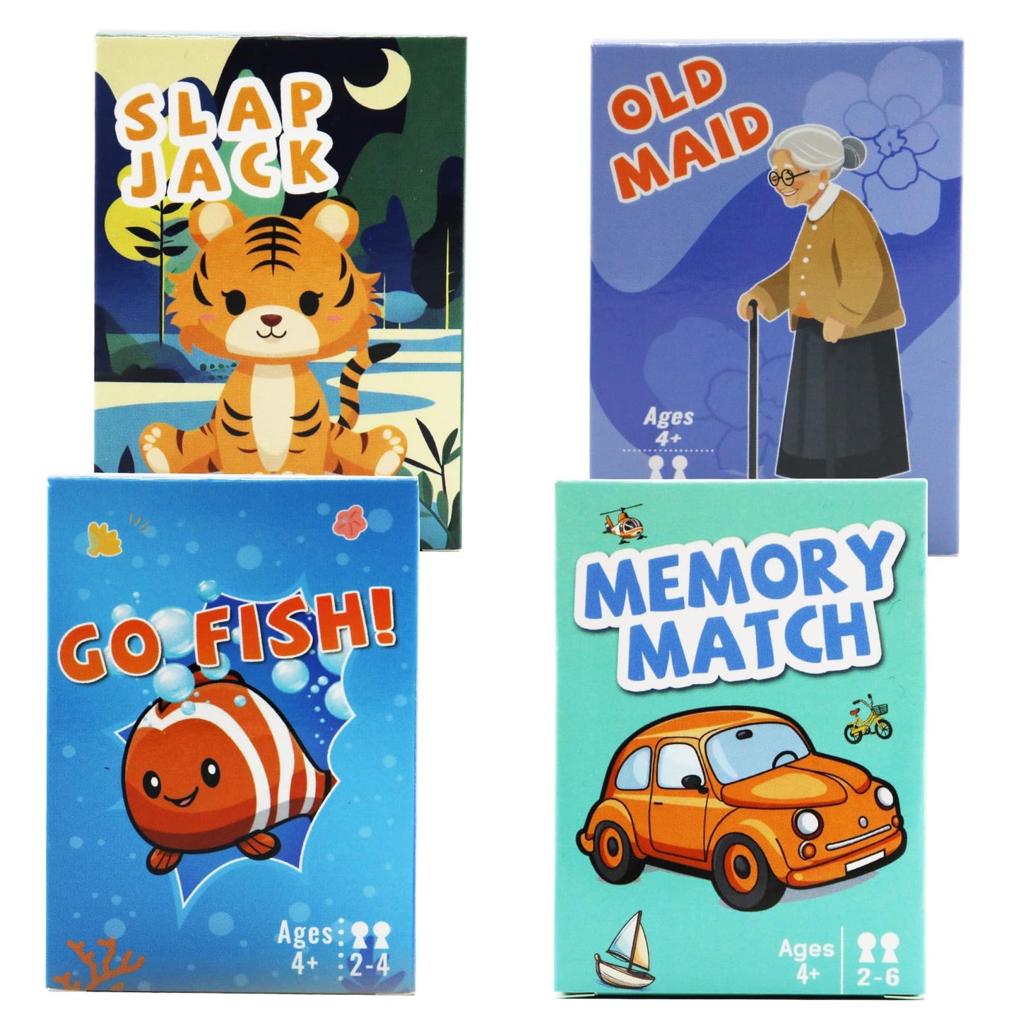 Floatlive Card Games for Kids 4-8 | Go Fish, Old Maid, Memory – 4 Decks