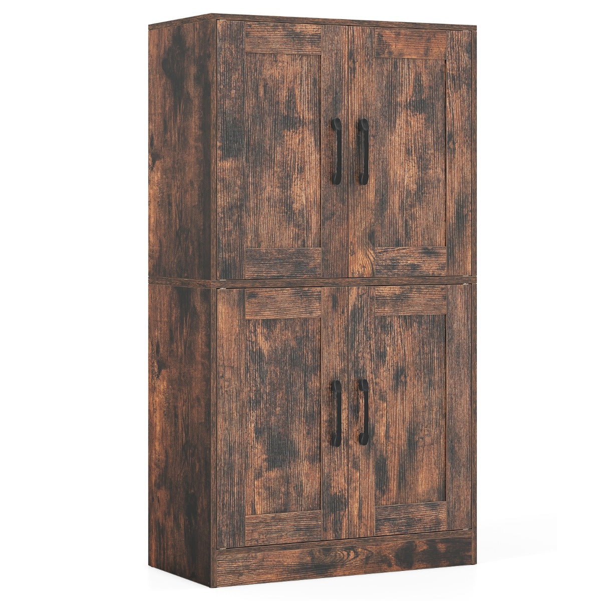 Floor Storage Cabinet with Doors and Adjustable Shelves-Black
