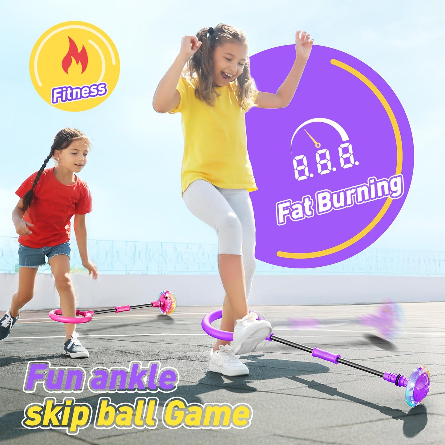 Flooyes Skip Ball for Kids – LED Counter, Timer & Calorie Tracker