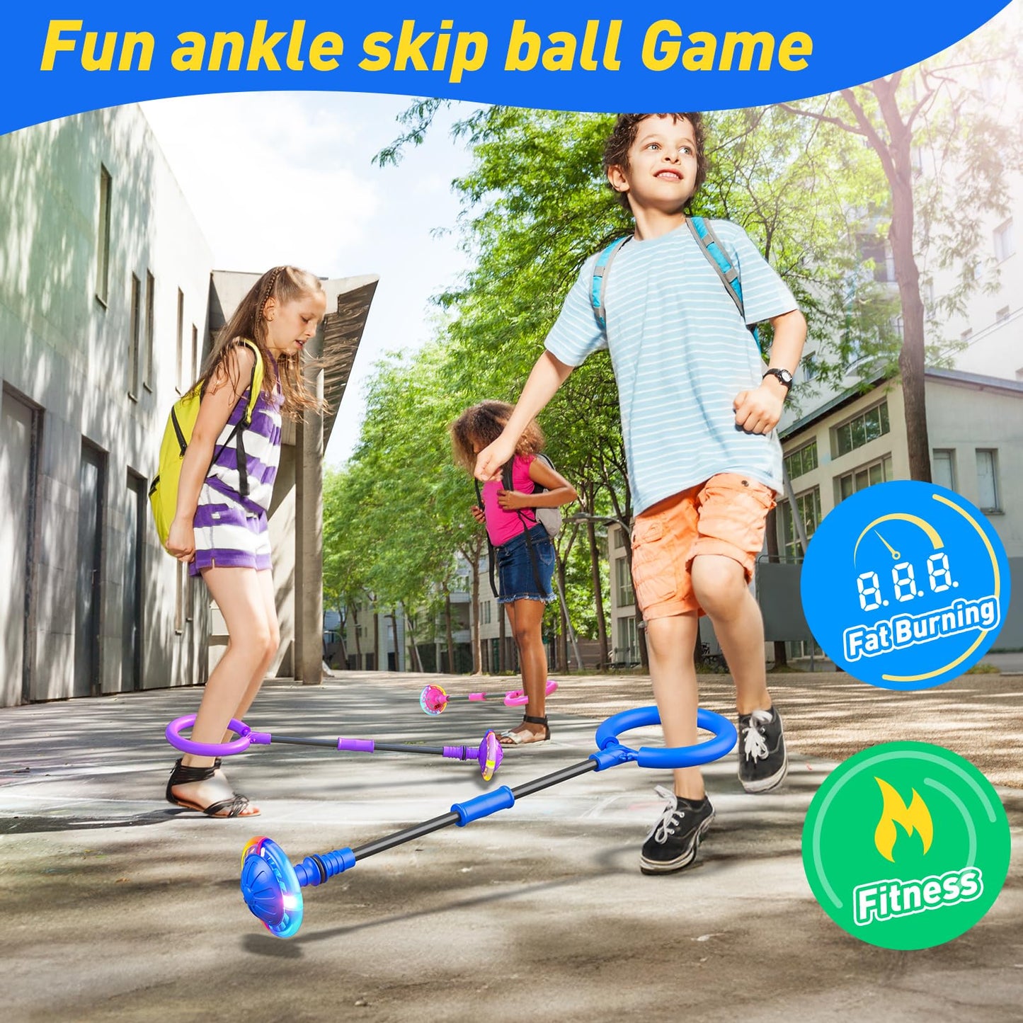 Flooyes Skip Ball for Kids – LED Counter, Timer & Calorie Tracker (Ages 6-10+)