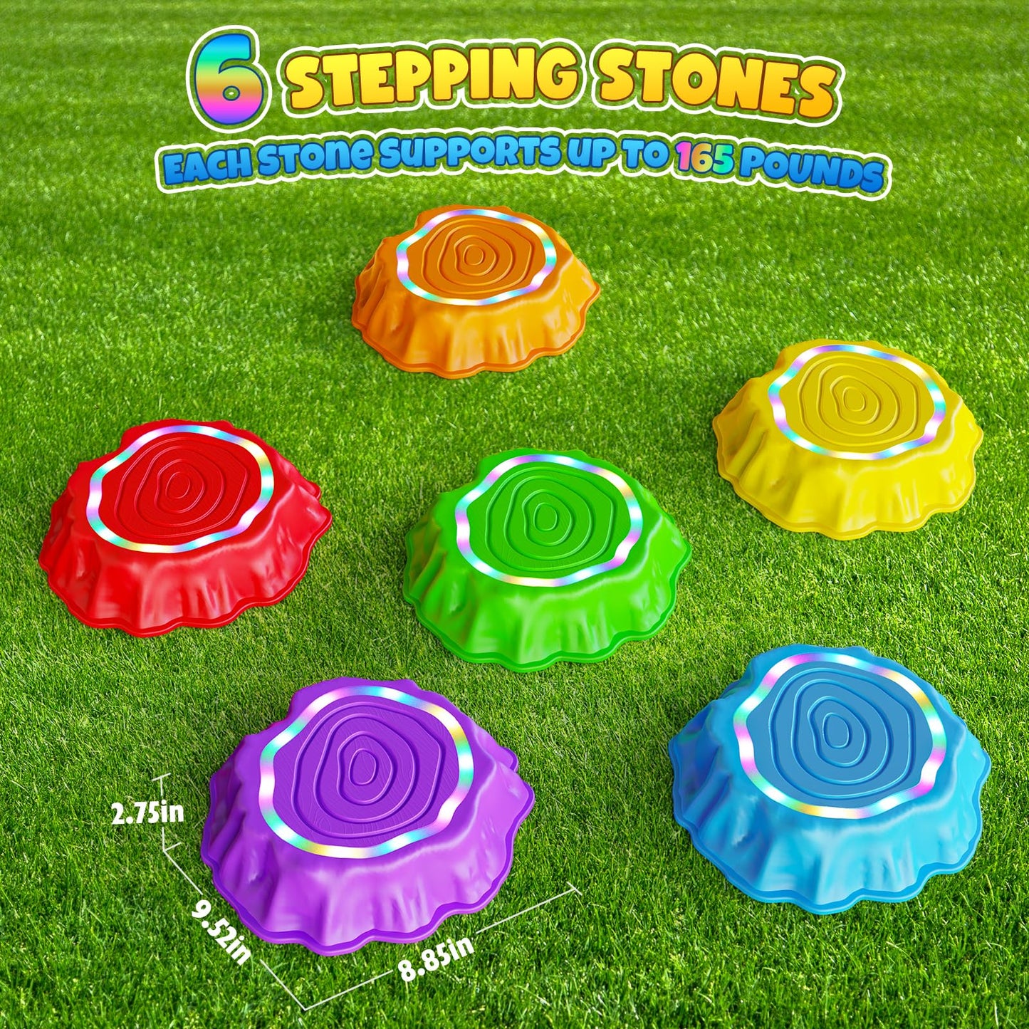 Flooyes Stepping Stones for Kids – Light-Up, Musical, Non-Slip 6-Piece Sensory Toy