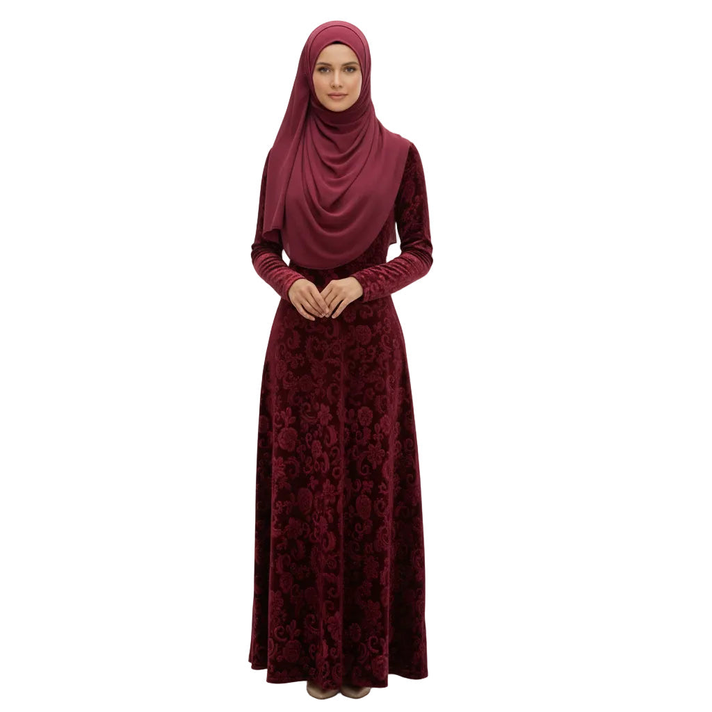 Floral Paisley Pattern Luxury Velvet Dress